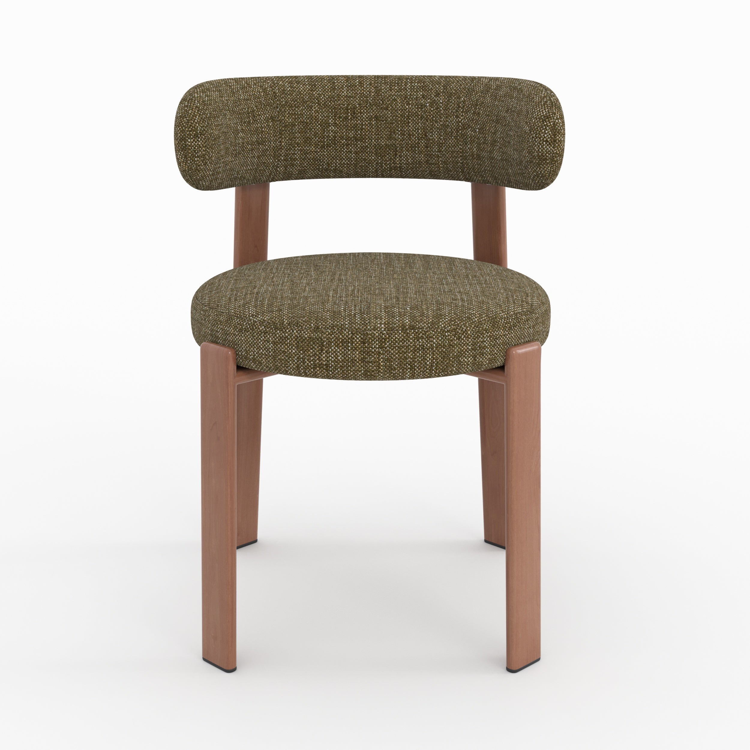Lot de 2 chaises Aura en tissu texturé vert kaki, pieds en métal effet bois