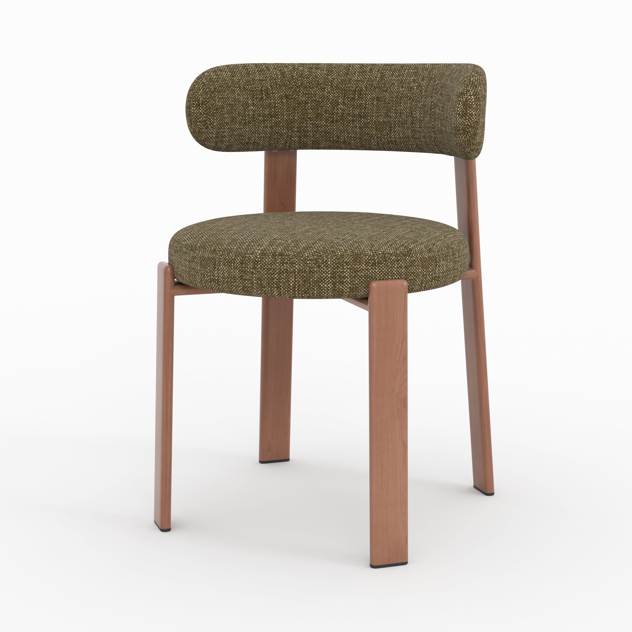 Lot de 2 chaises Aura en tissu texturé vert kaki, pieds en métal effet bois