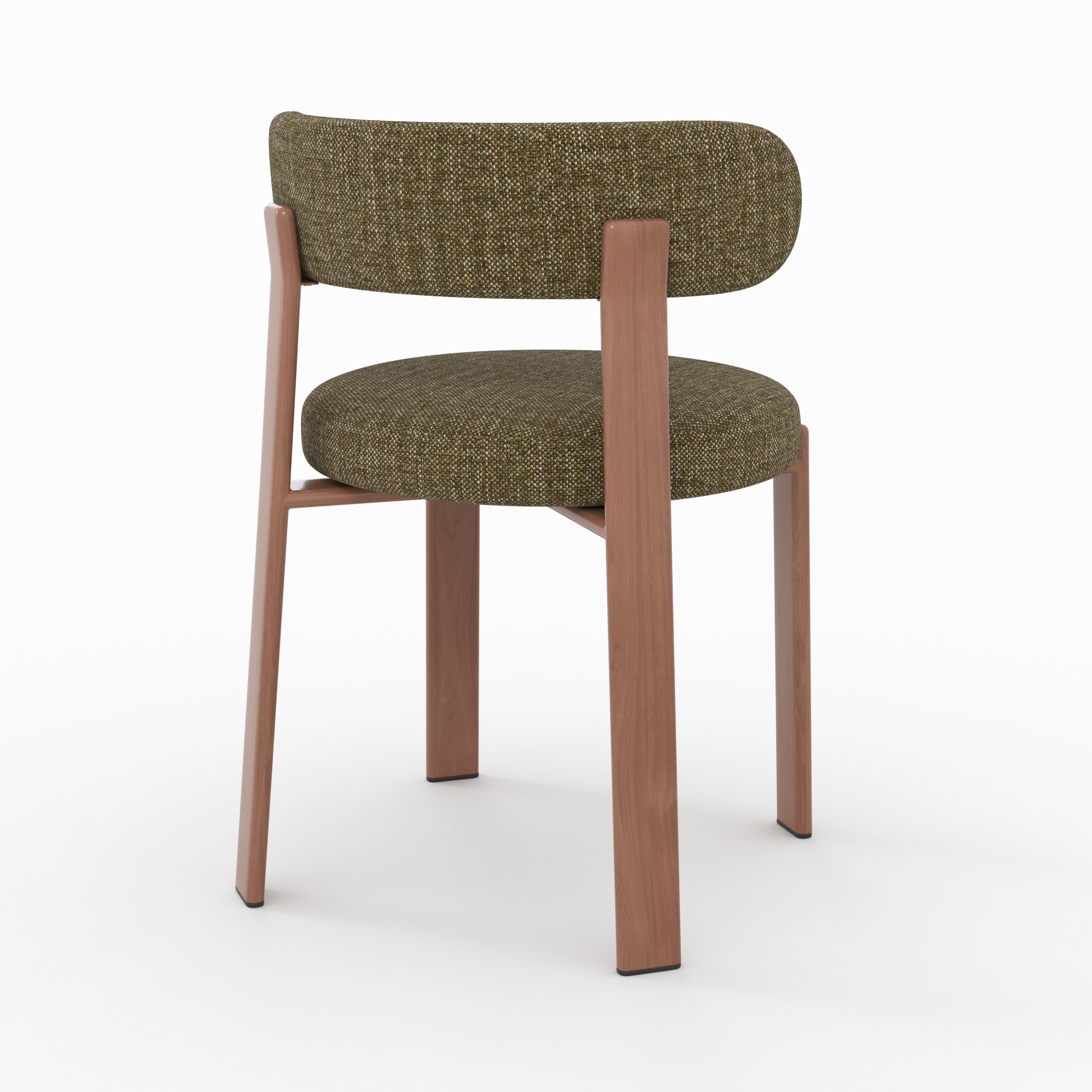 Lot de 2 chaises Aura en tissu texturé vert kaki, pieds en métal effet bois