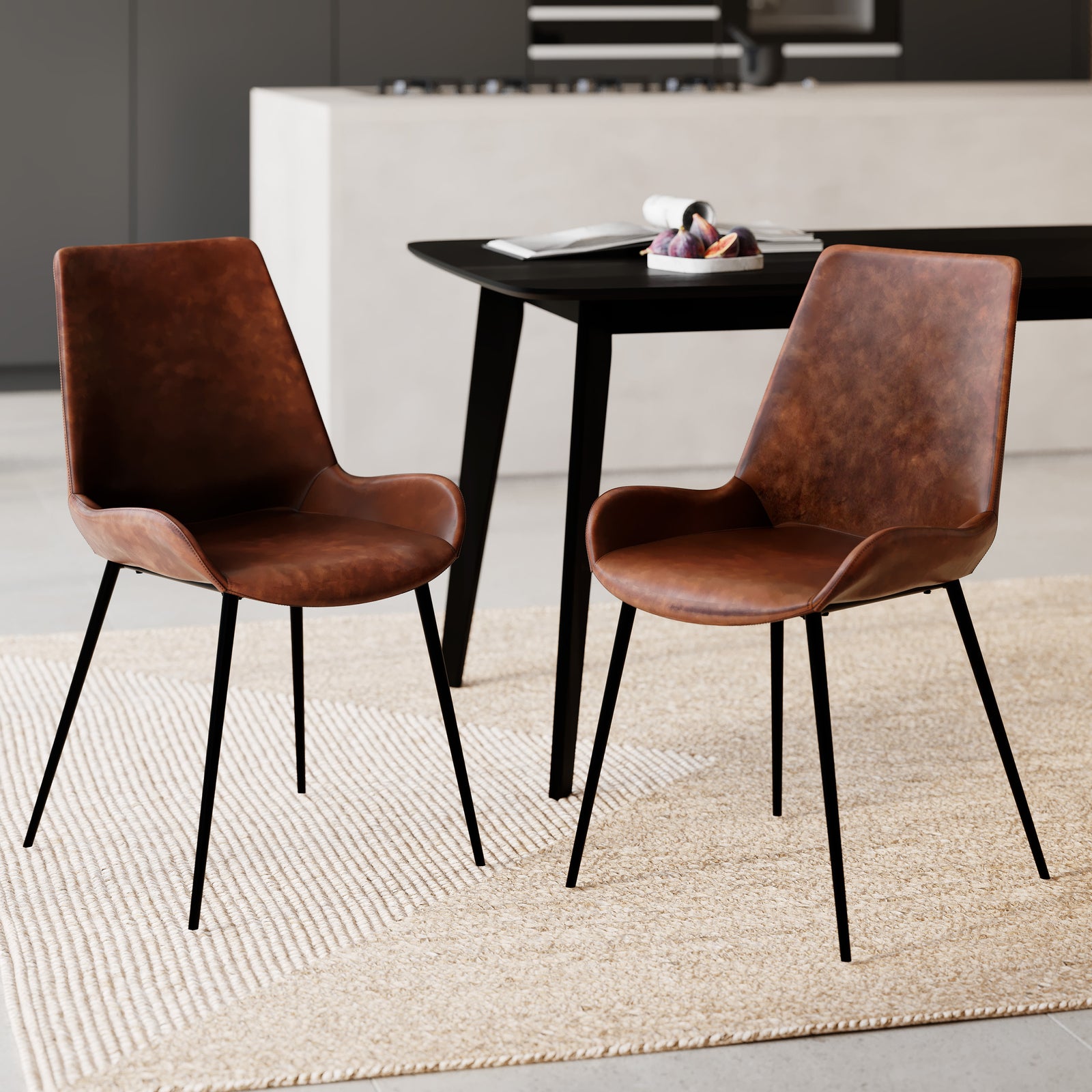 chaise austin marron pieds noir focus