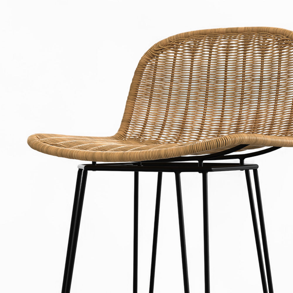 chaise bar assise tressee pieds metal