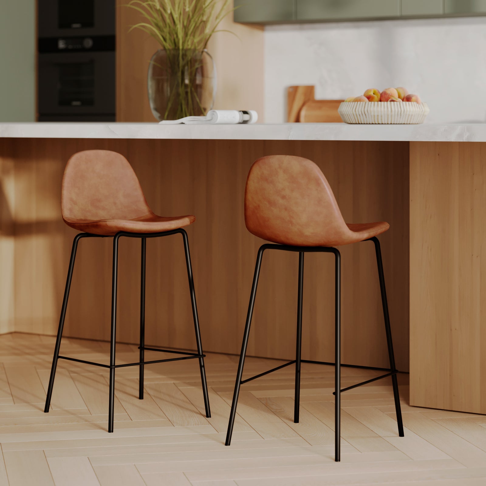 chaise bar cuir camel 65 henrik