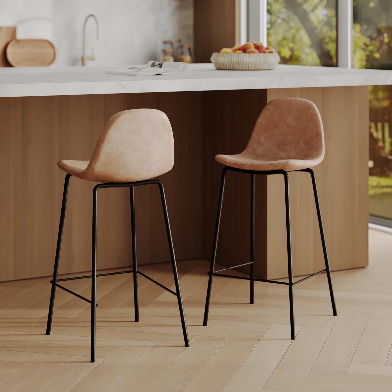 chaise bar cuir marron clair henrik 65