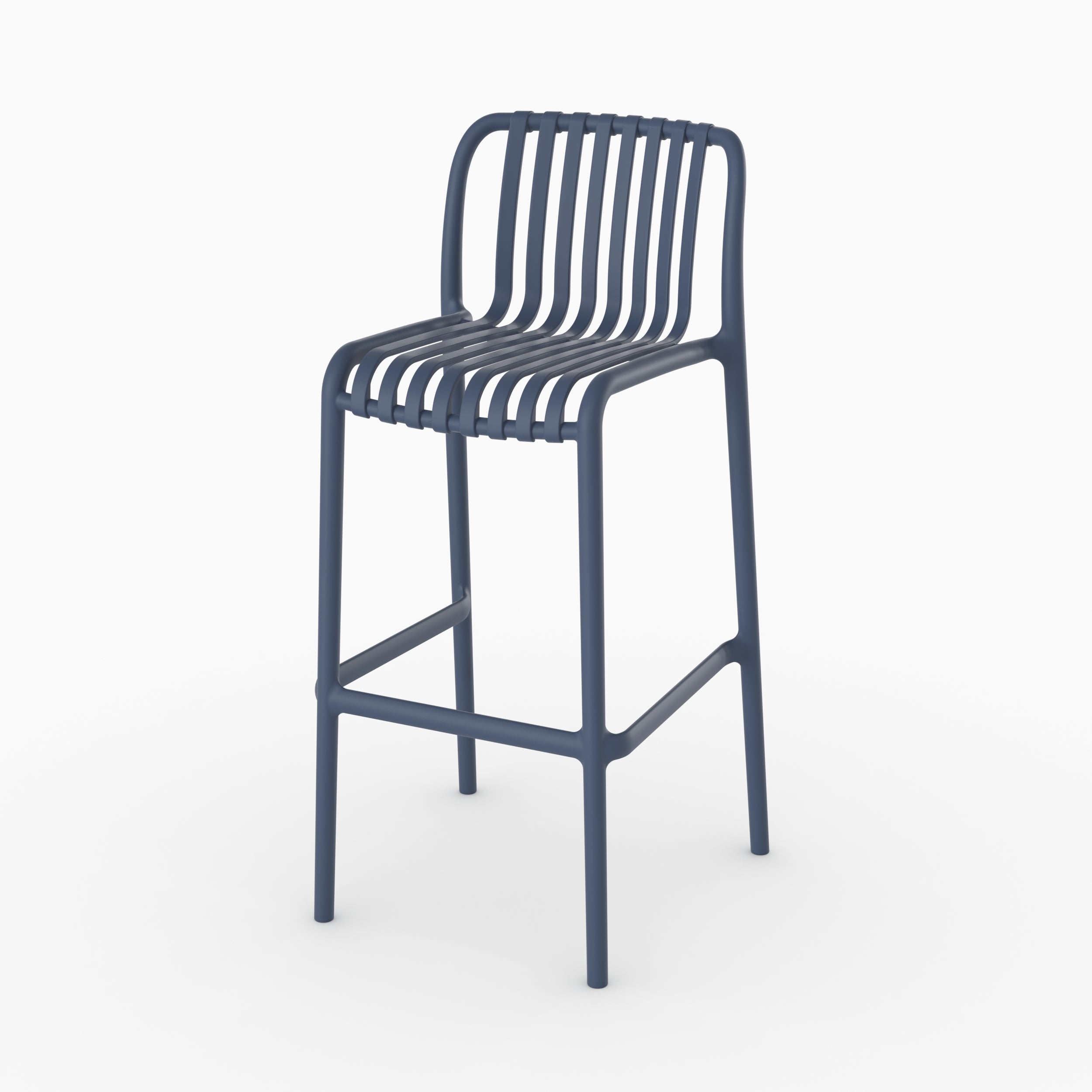 Lot de 2 chaises de bar de jardin Duli 76 cm en plastique bleu marine