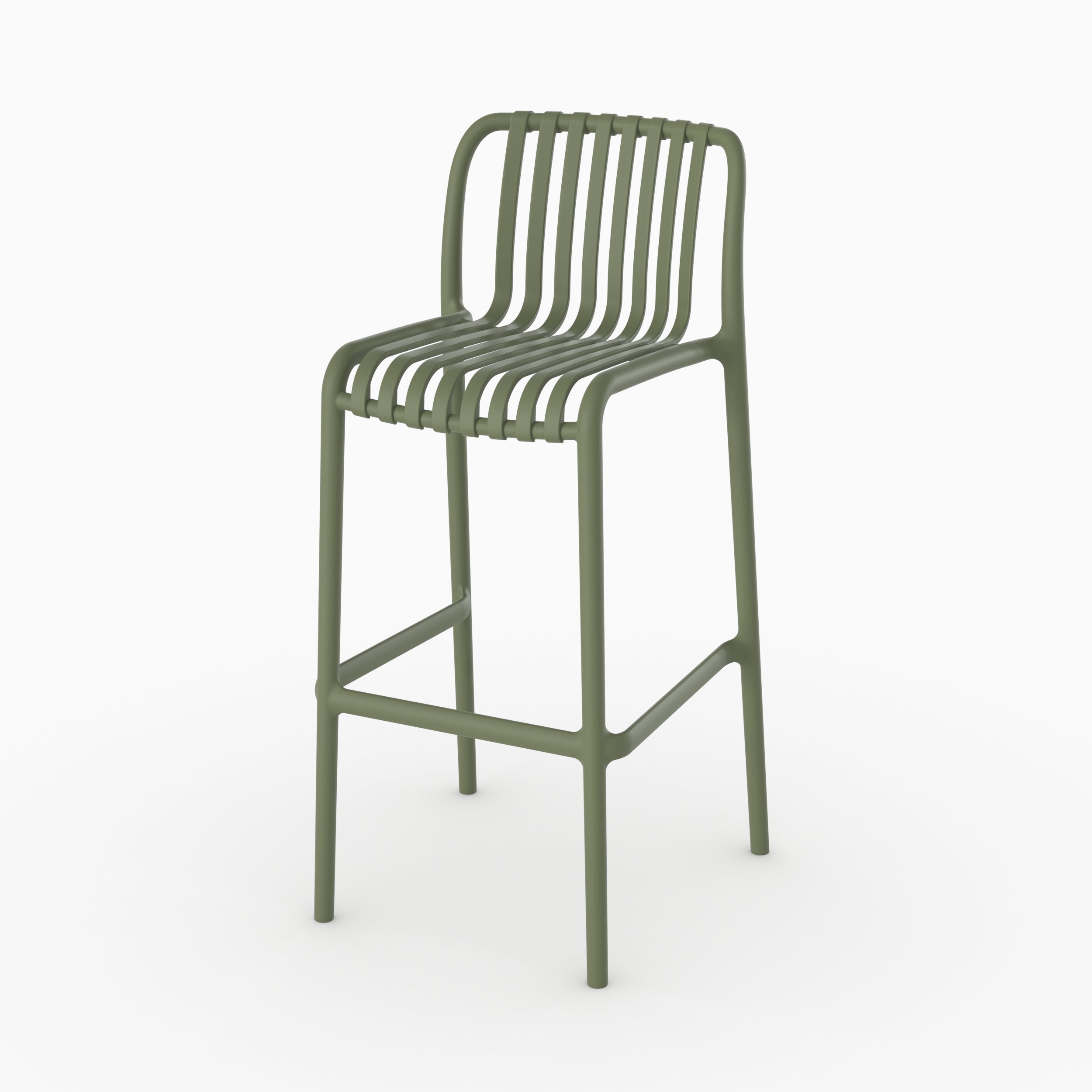 Lot de 2 chaises de bar de jardin Duli 76 cm en plastique vert kaki