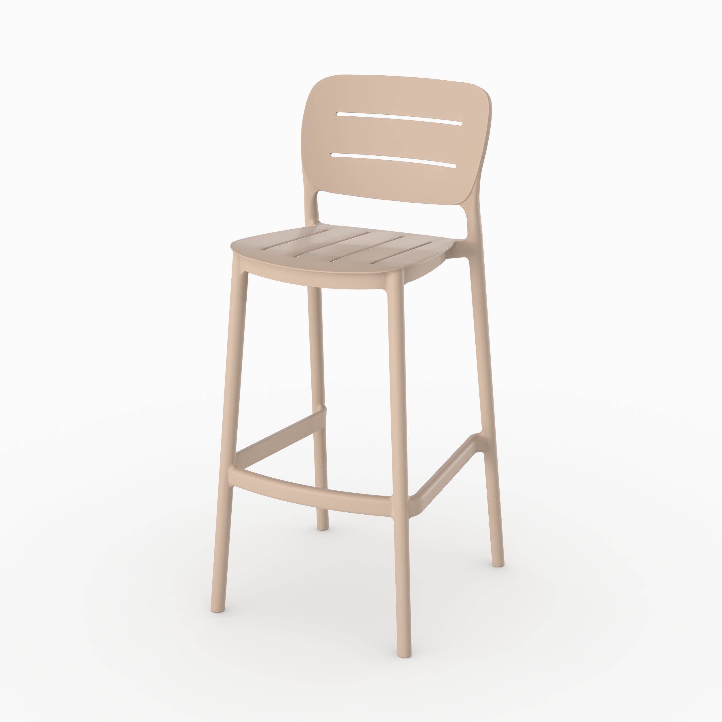 Lot de 2 chaises de bar de jardin Lola 75 cm en plastique beige