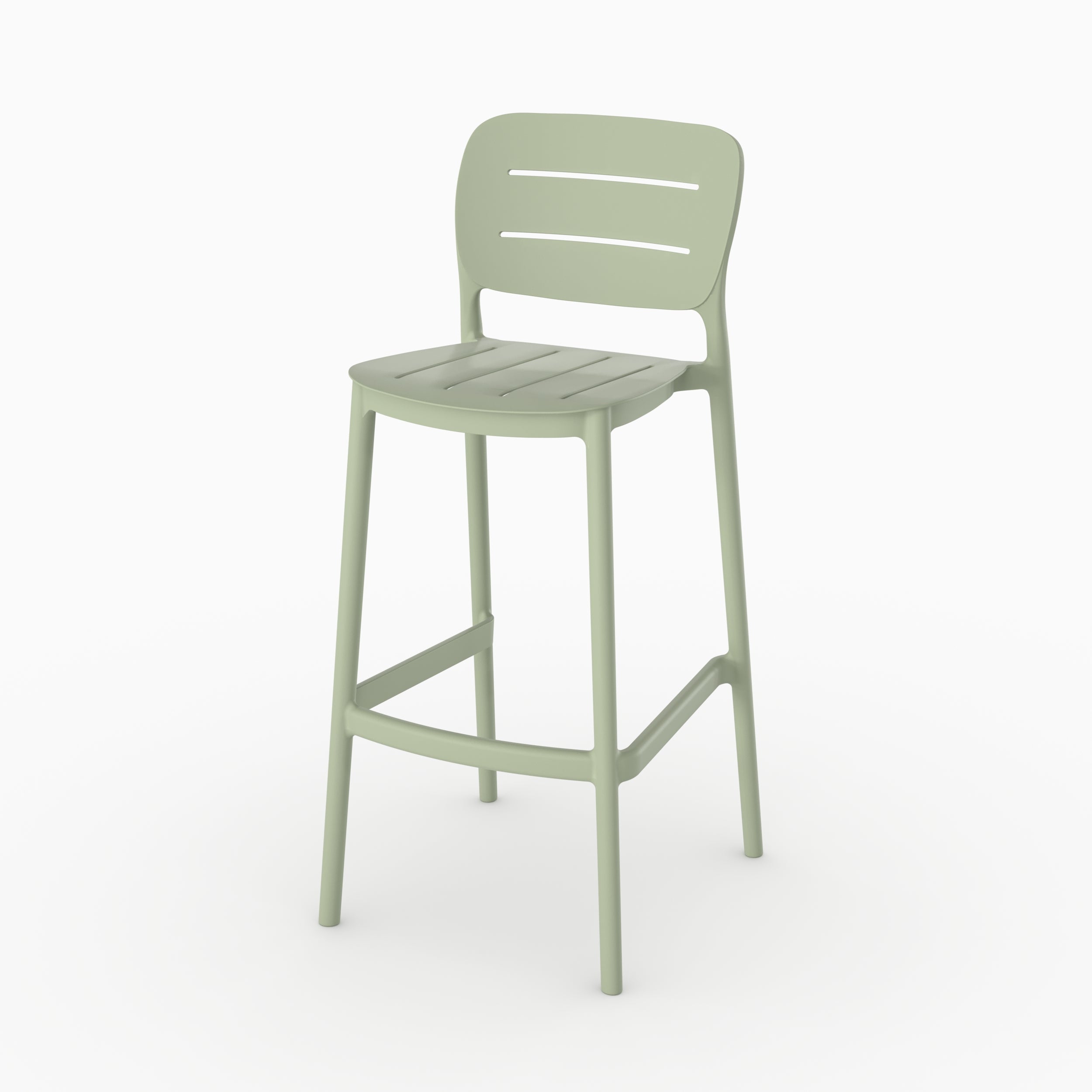 Lot de 2 chaises de bar de jardin Lola 75 cm en plastique vert pastel