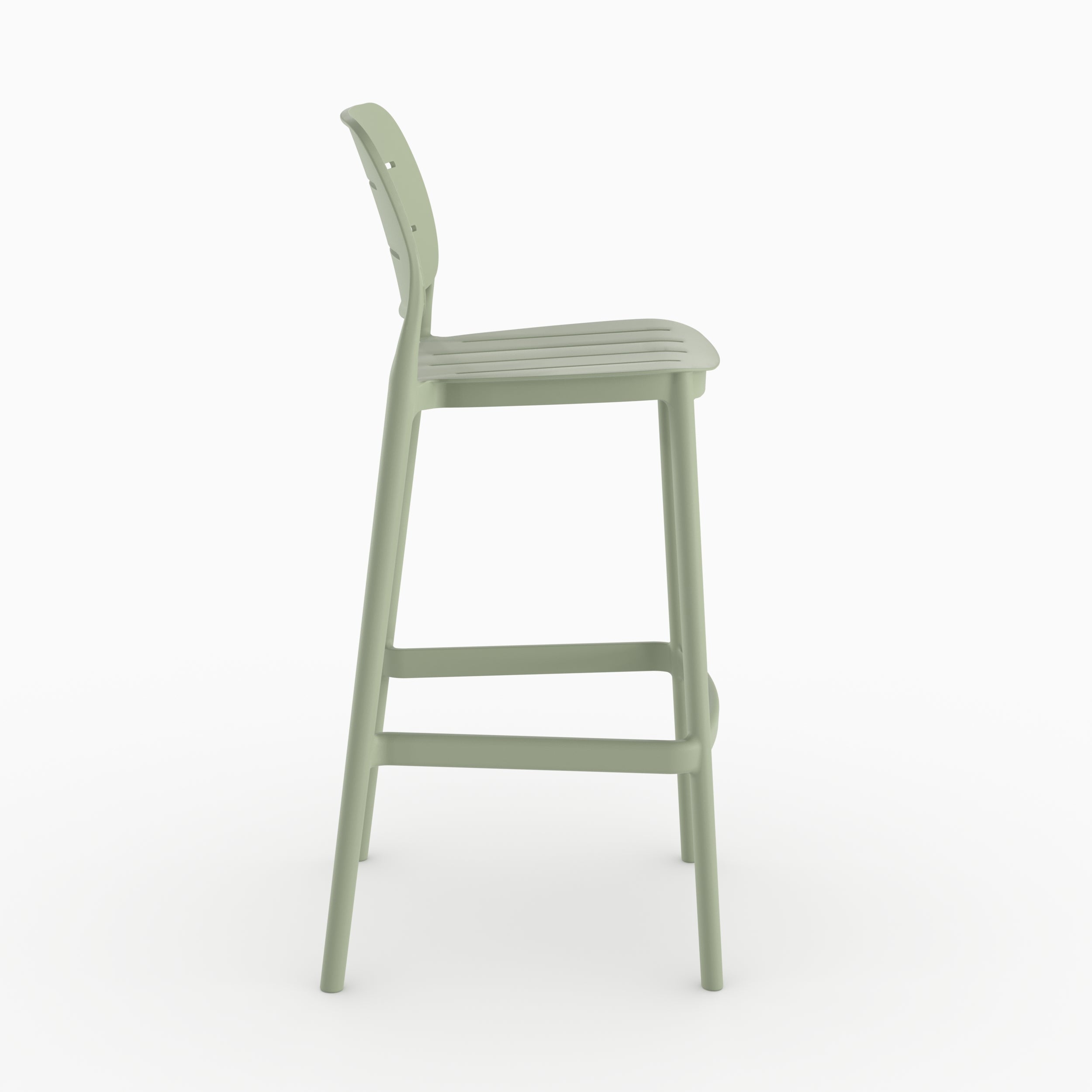 Lot de 2 chaises de bar de jardin Lola 75 cm en plastique vert pastel