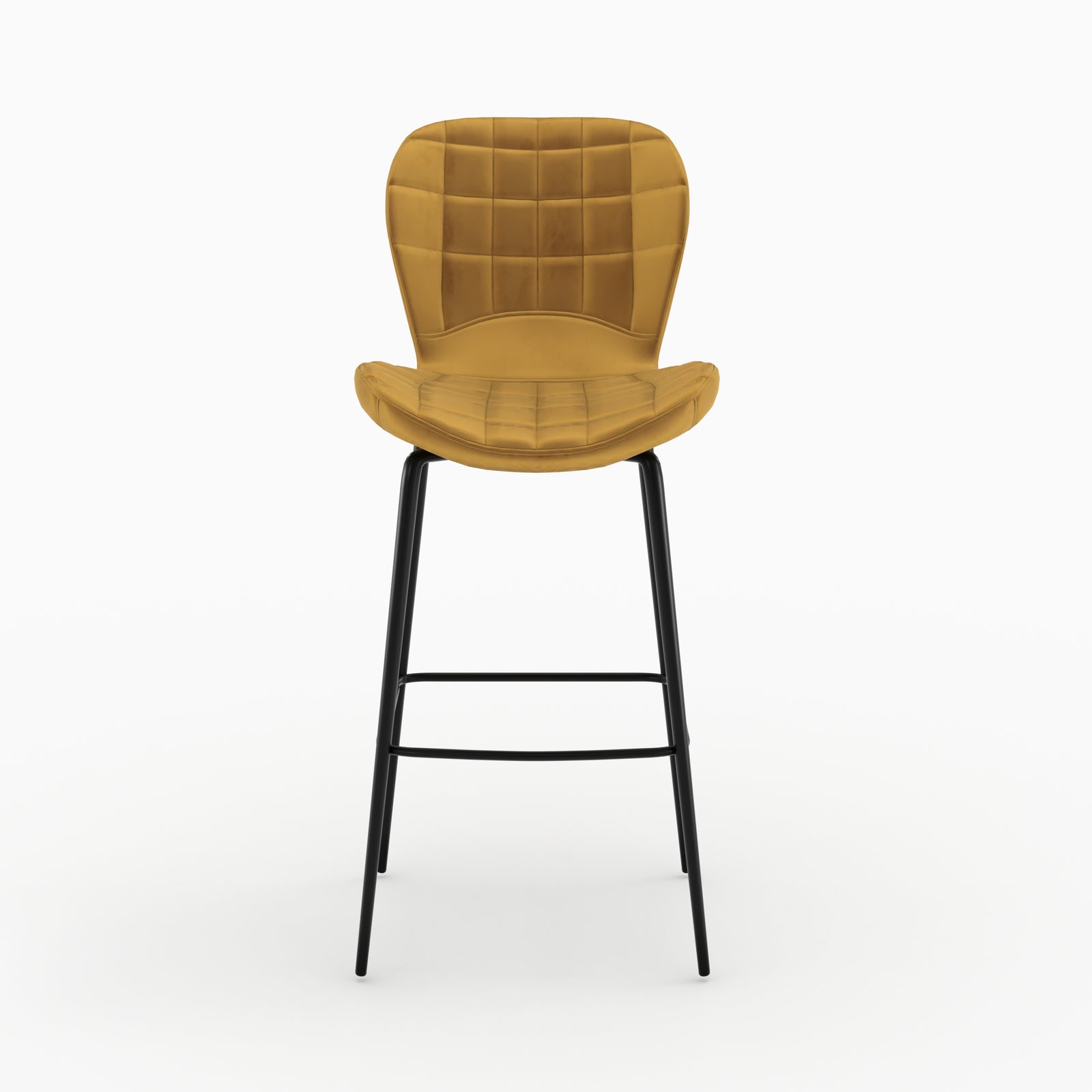 chaise bar mazzia en velours jaune curry matelassee