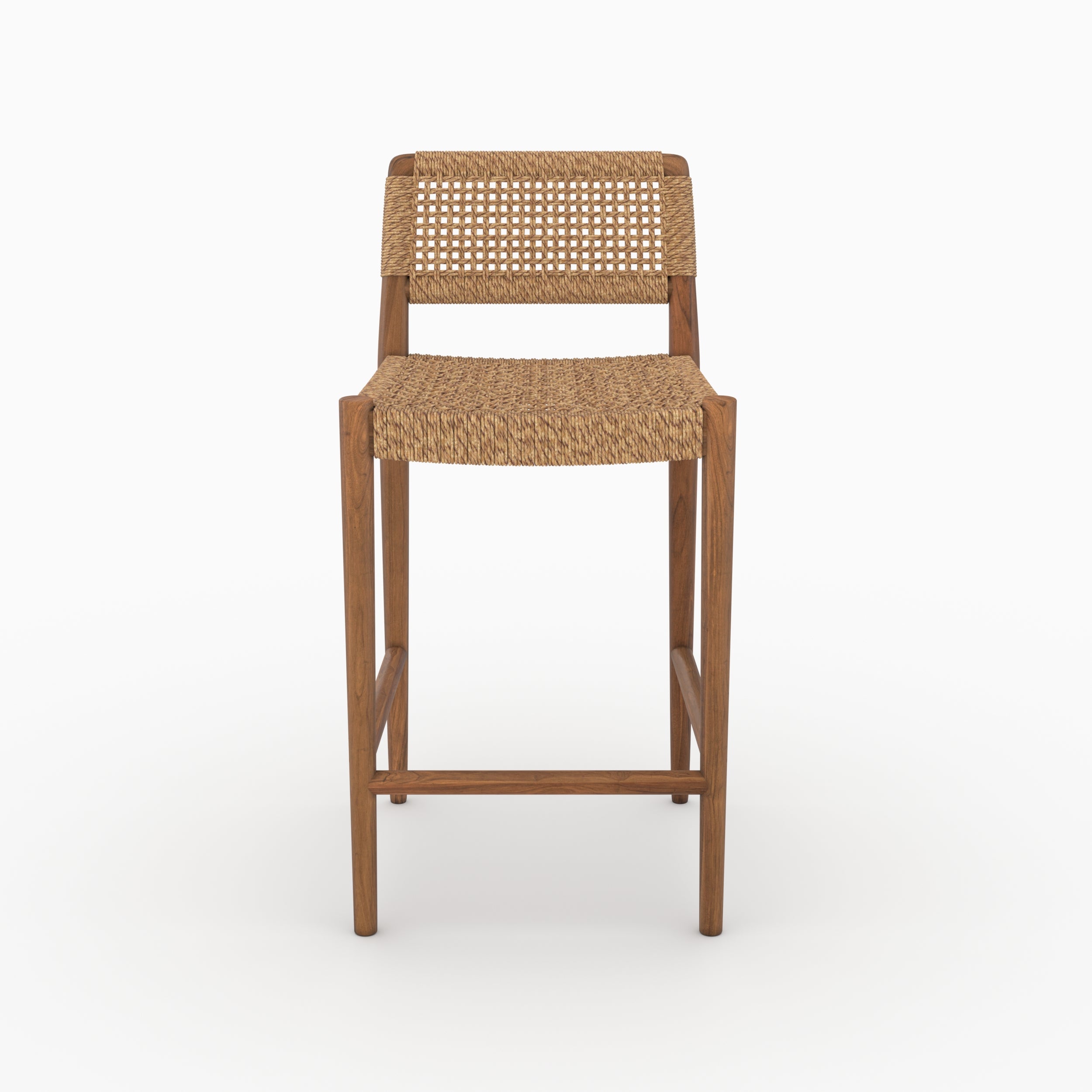 Chaise pour îlot central 65 cm Yaba en teck vernis et tissage synthétique