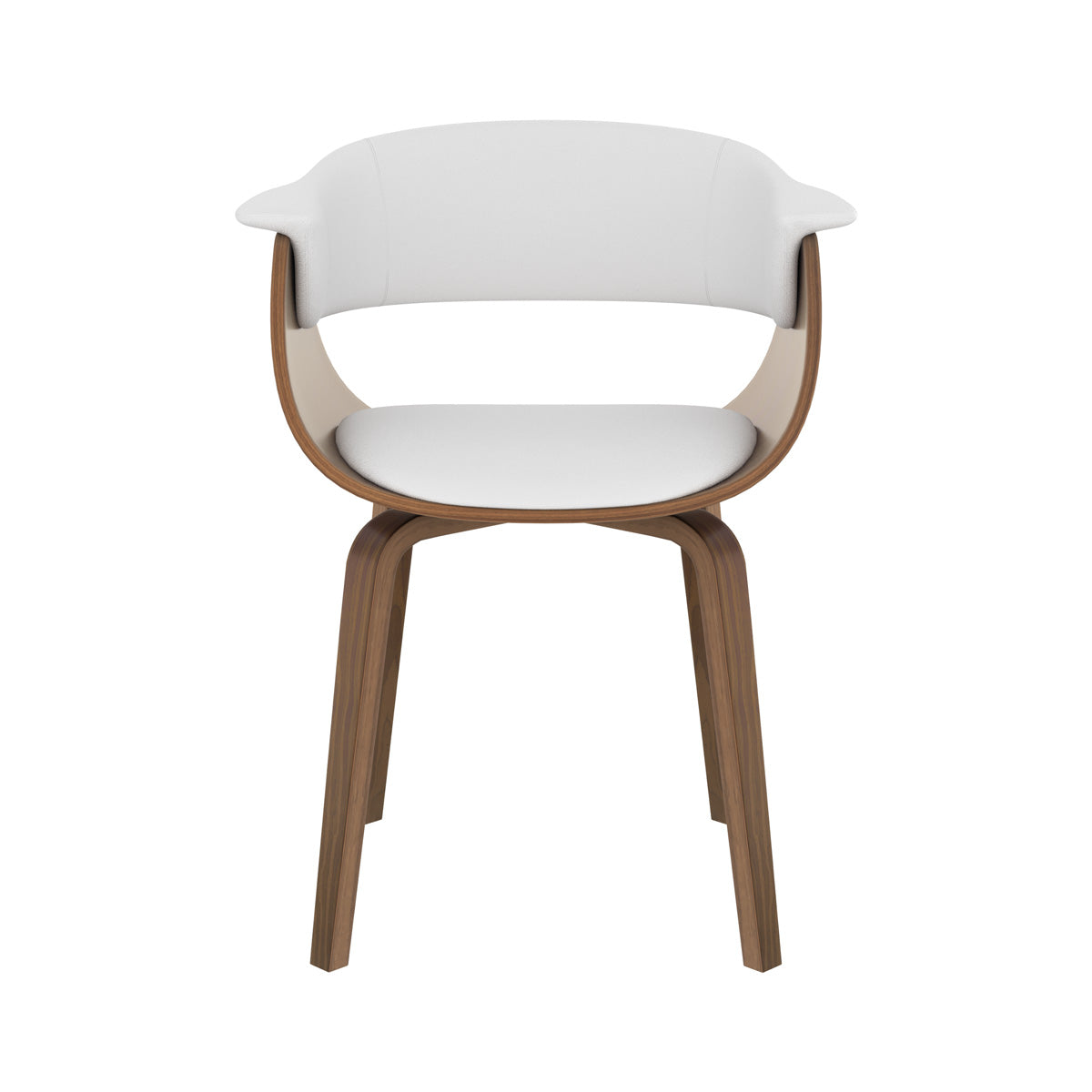 chaise blanche en cuir synthetique et bois basile