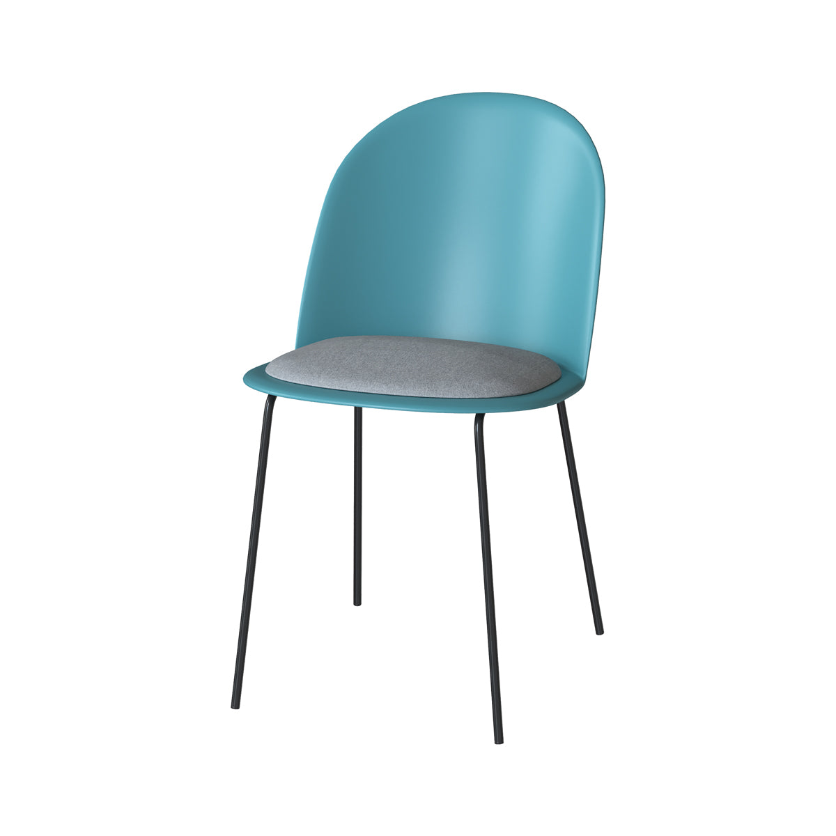 chaise bleue enplastique et tissu gris lulu