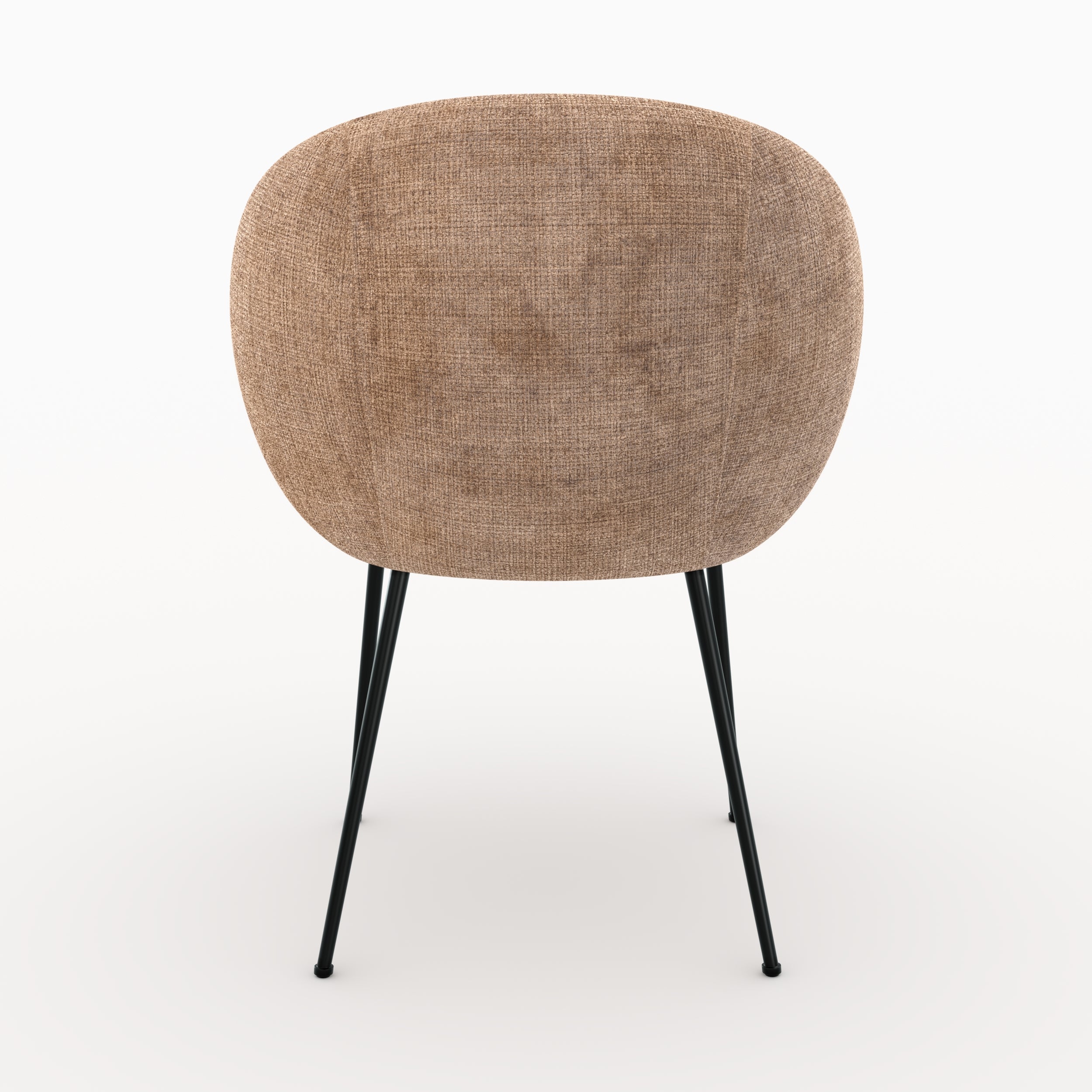 Chaise Bloomy en velours chenillé café crème et métal noir