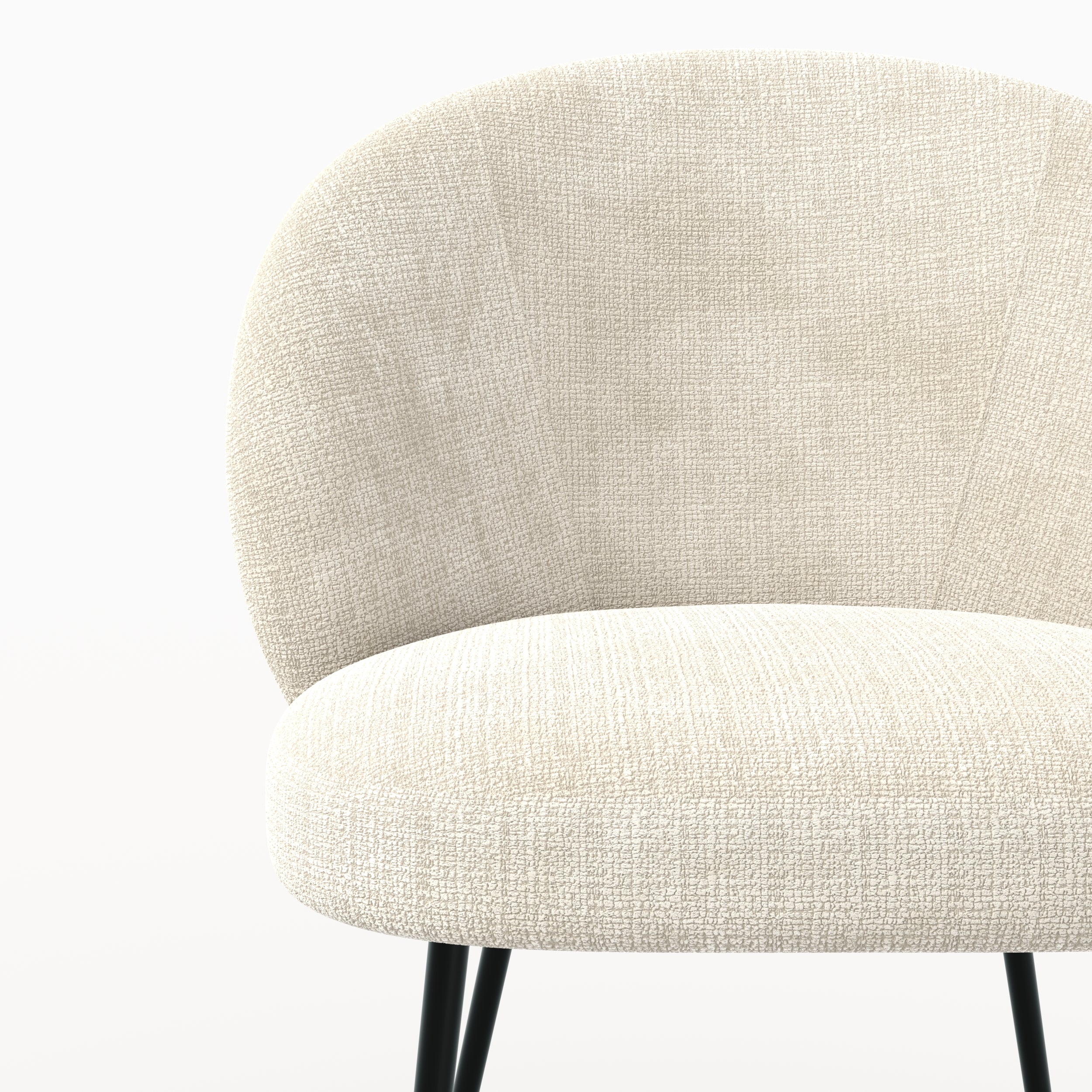 Chaise Bloomy en velours chenillé écru et métal noir