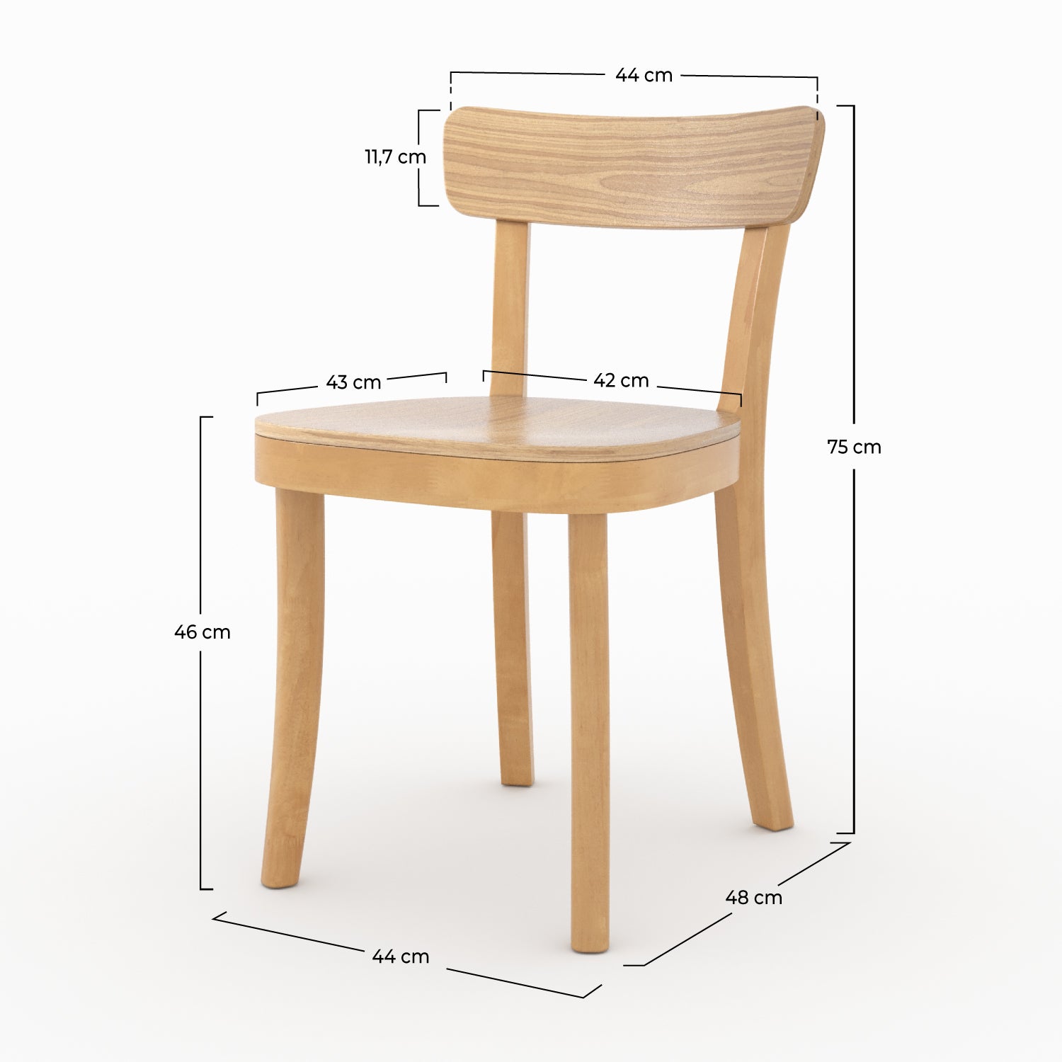 chaise bois clair hevea keno lot 2 bois massif