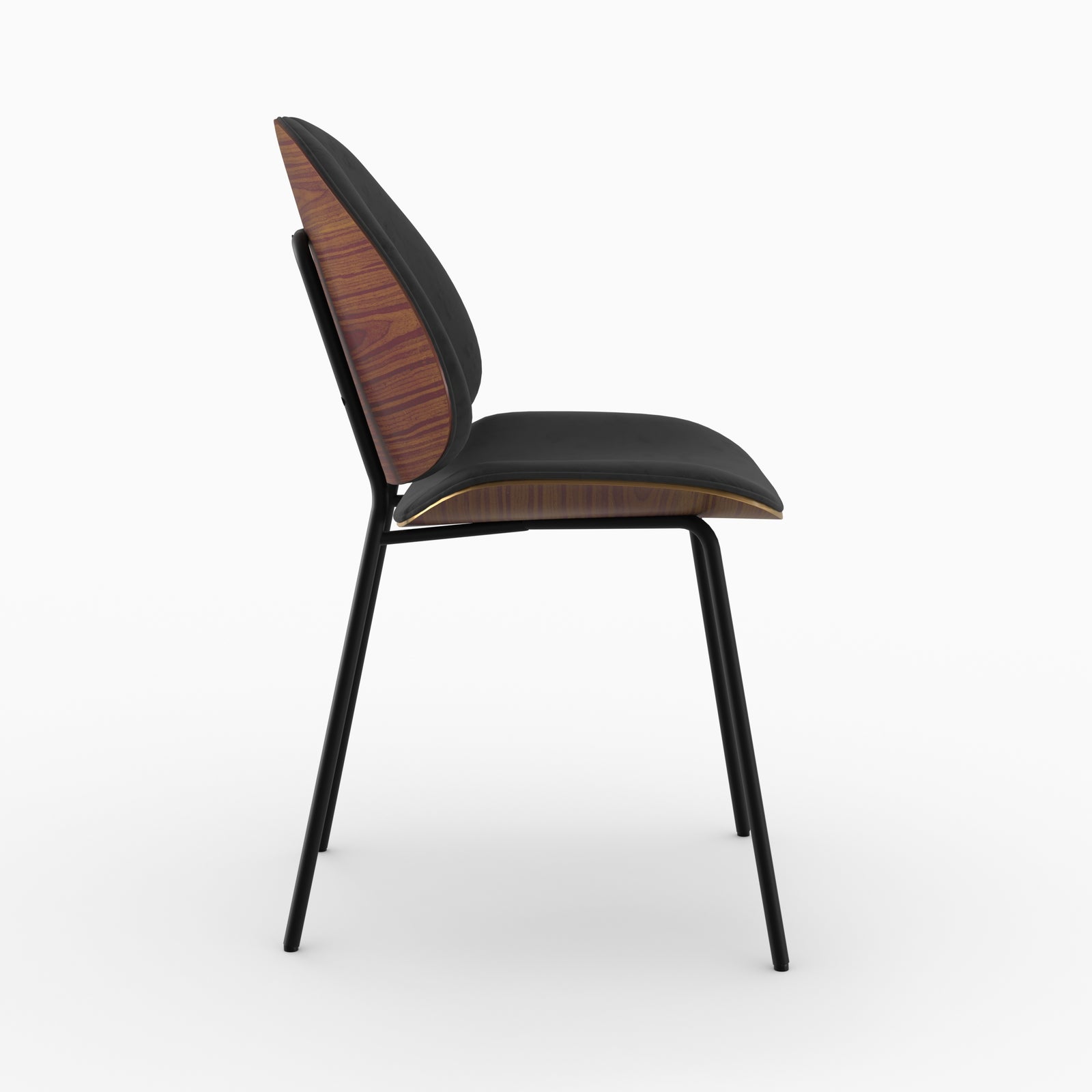 chaise bois de noyer velours noir coccinelle unite