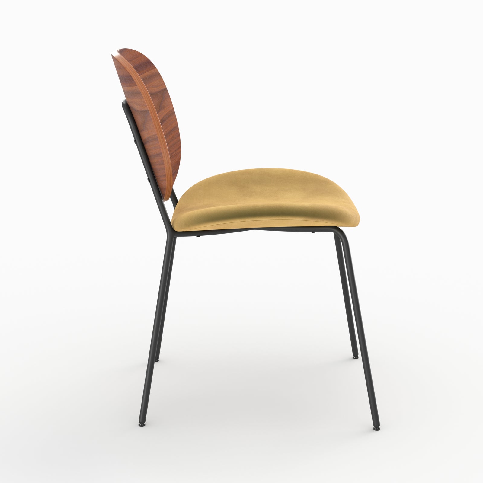 chaise bois et velours jaune simone x2