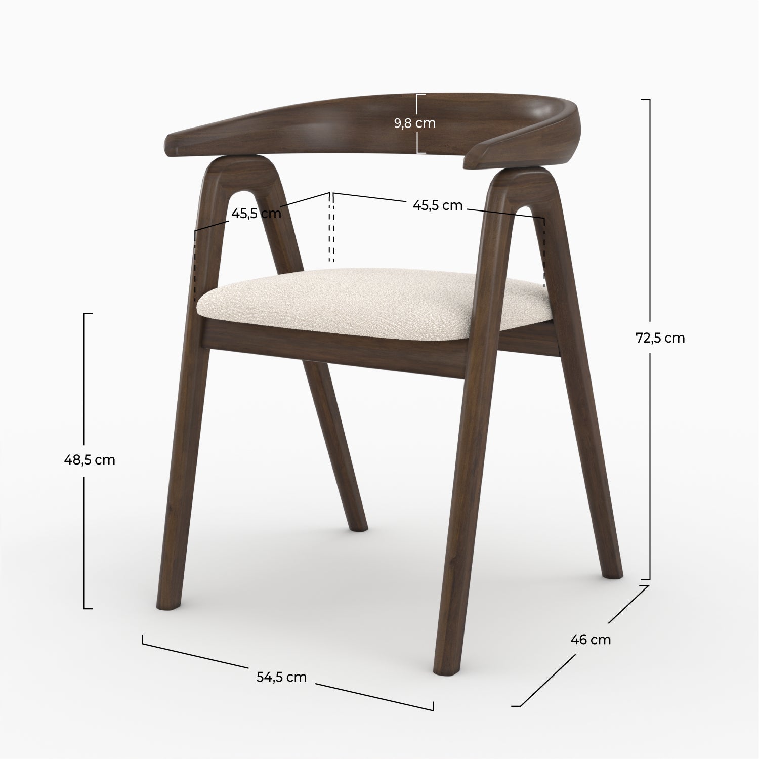 chaise bois fonce et tissu boucle creme hawa hevea