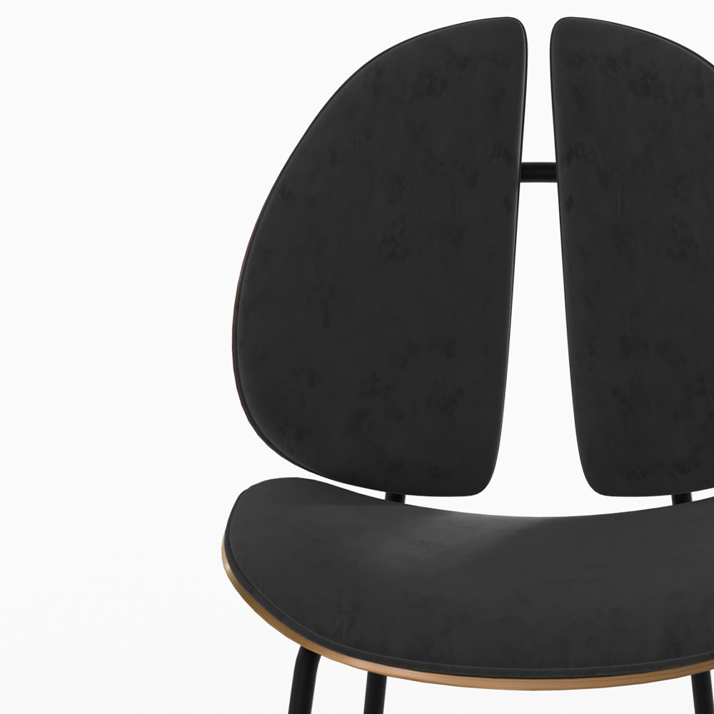 chaise bois noyer velours noir coccinelle unite
