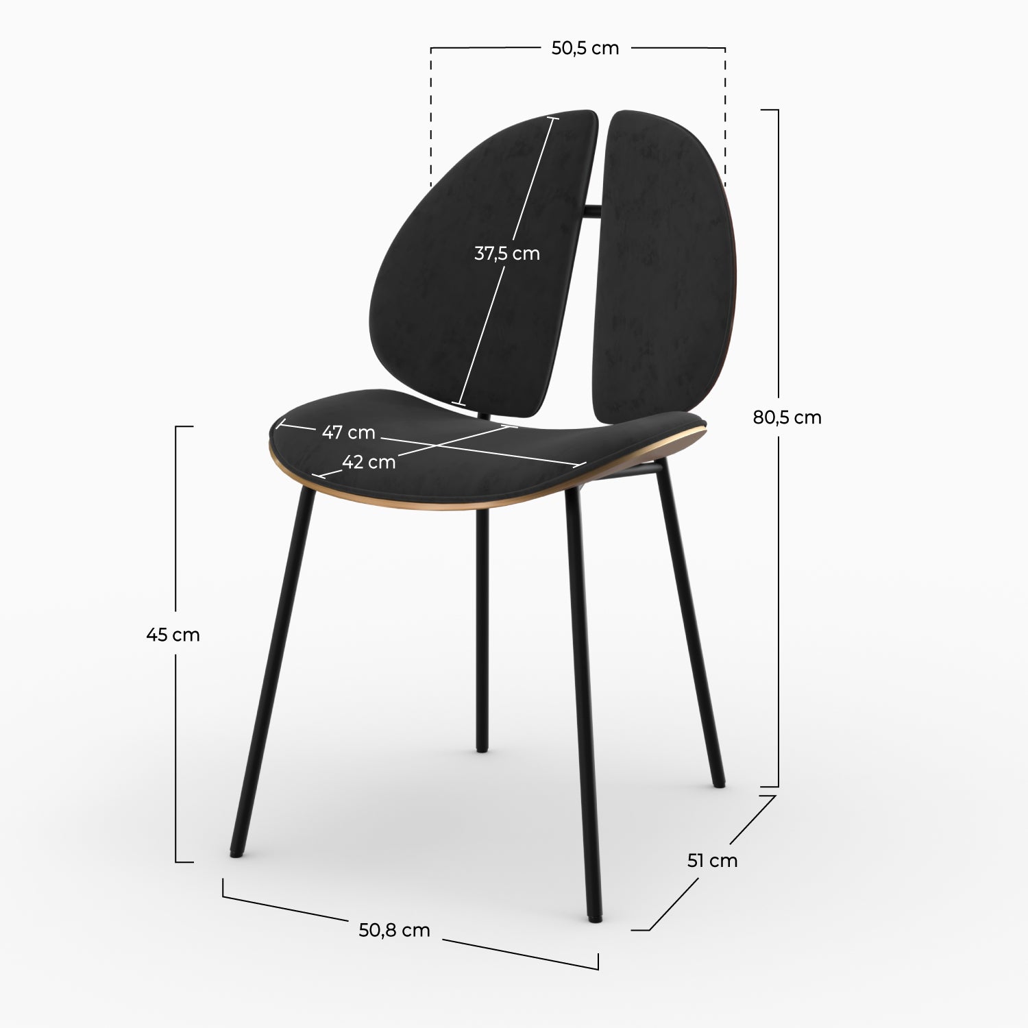 chaise bois noyer velours noir coccinelle vendue a l unite