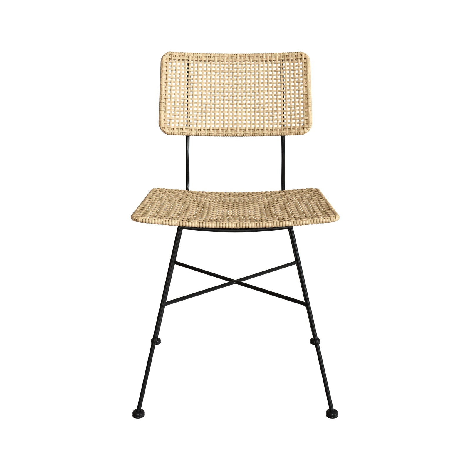 chaise borga e rotin pieds metal