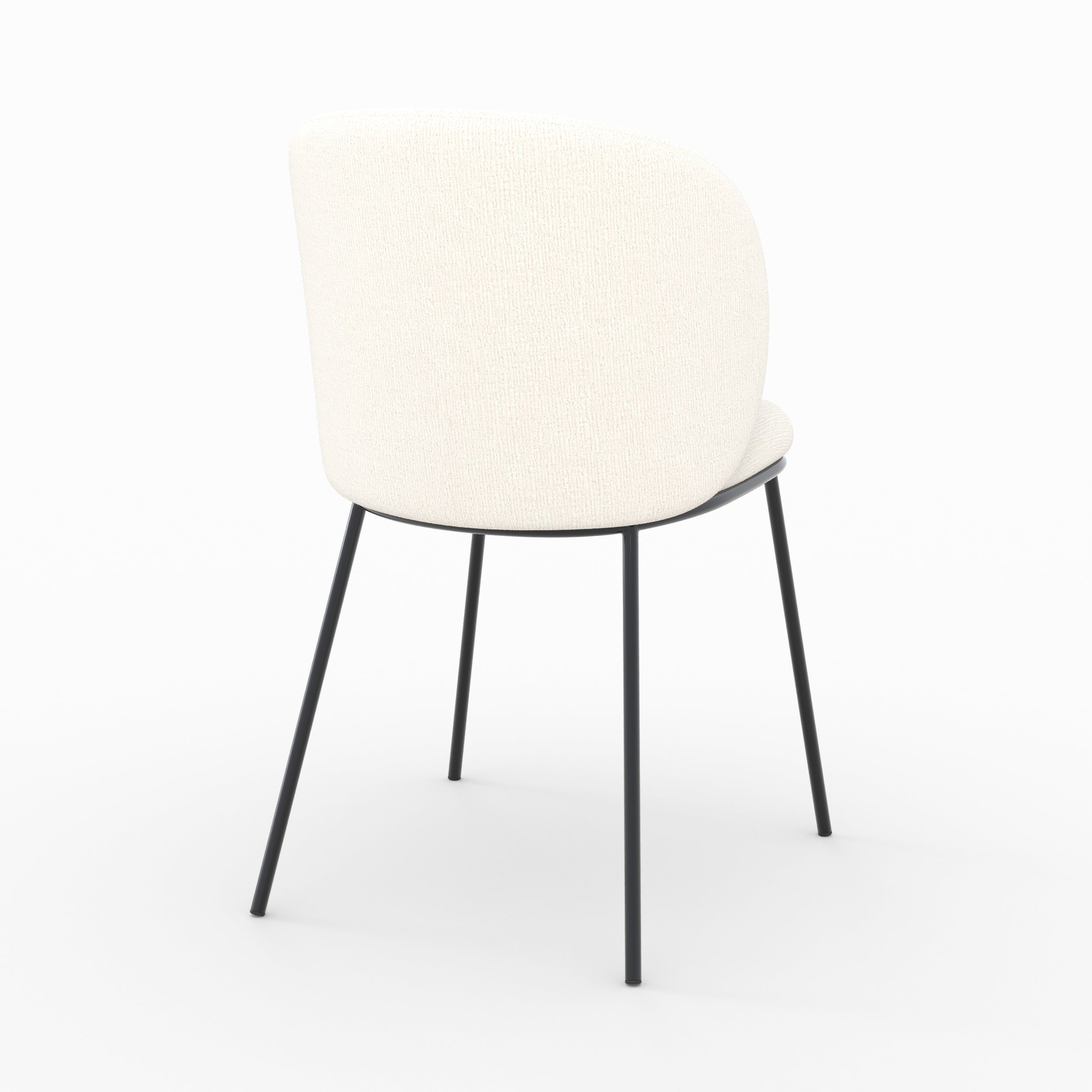 Lot de 2 chaises Bulle en tissu doux blanc, pieds métal noir