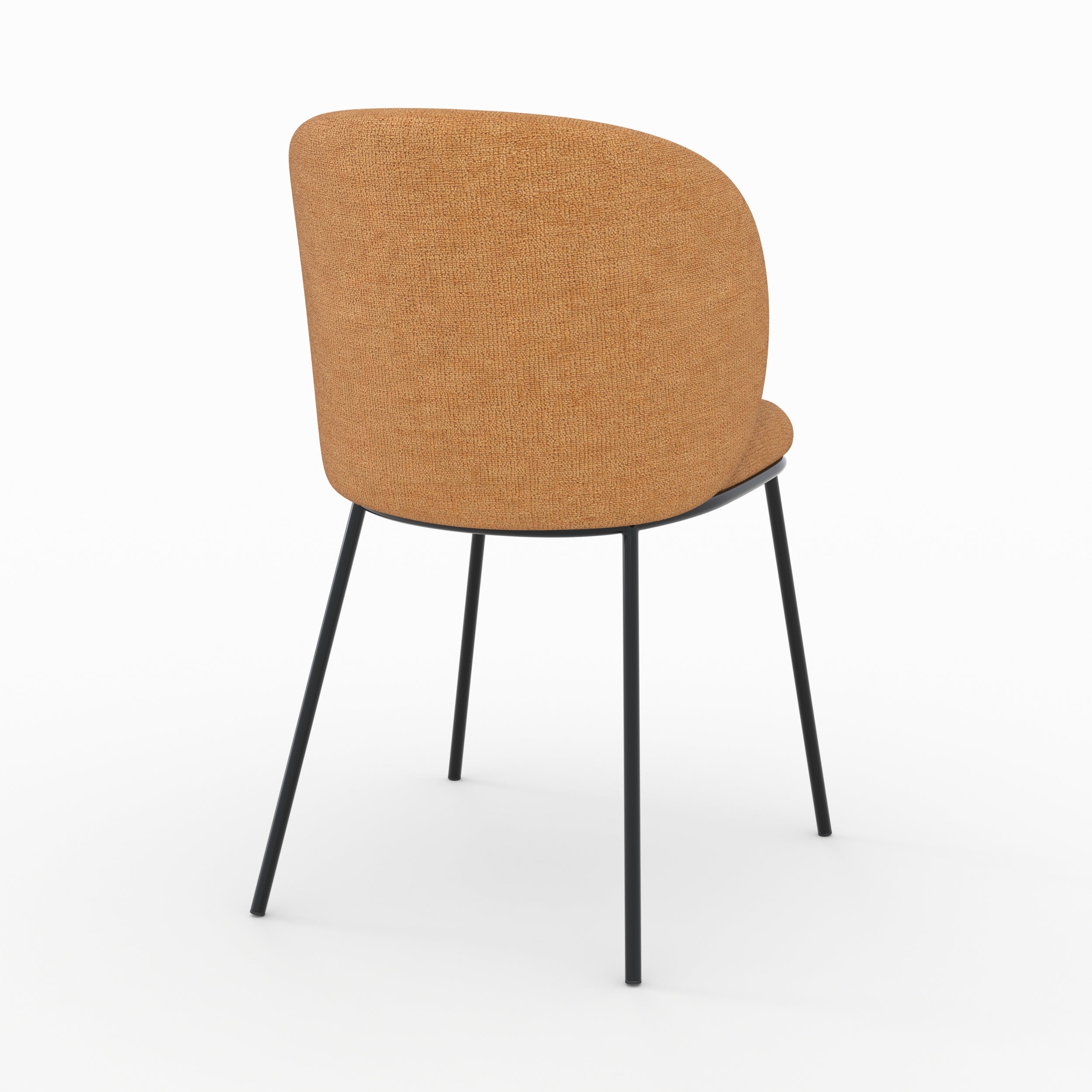 Lot de 2 chaises Bulle en tissu jaune moutarde, pieds métal noir