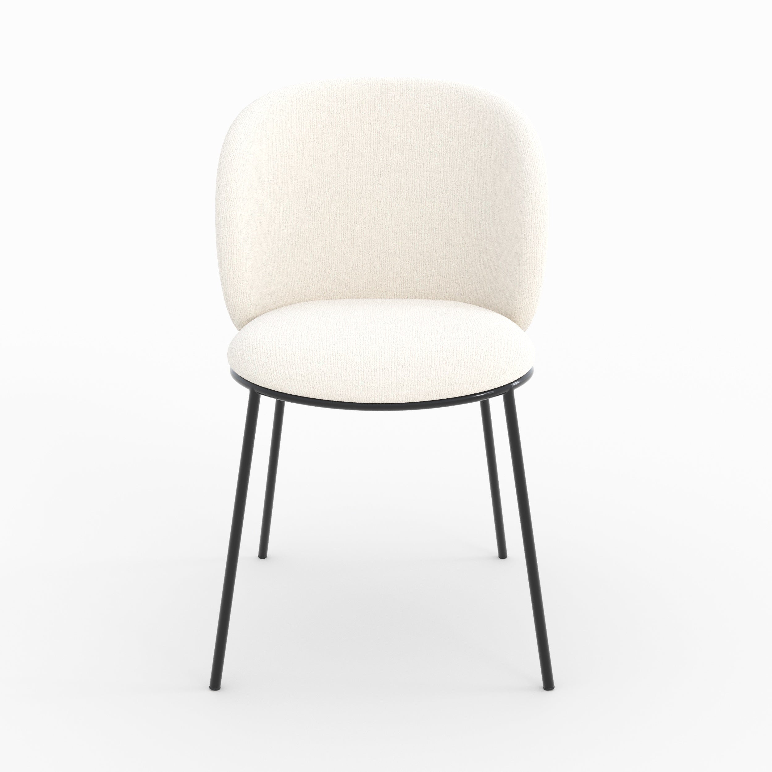 Lot de 2 chaises Bulle en tissu doux blanc, pieds métal noir