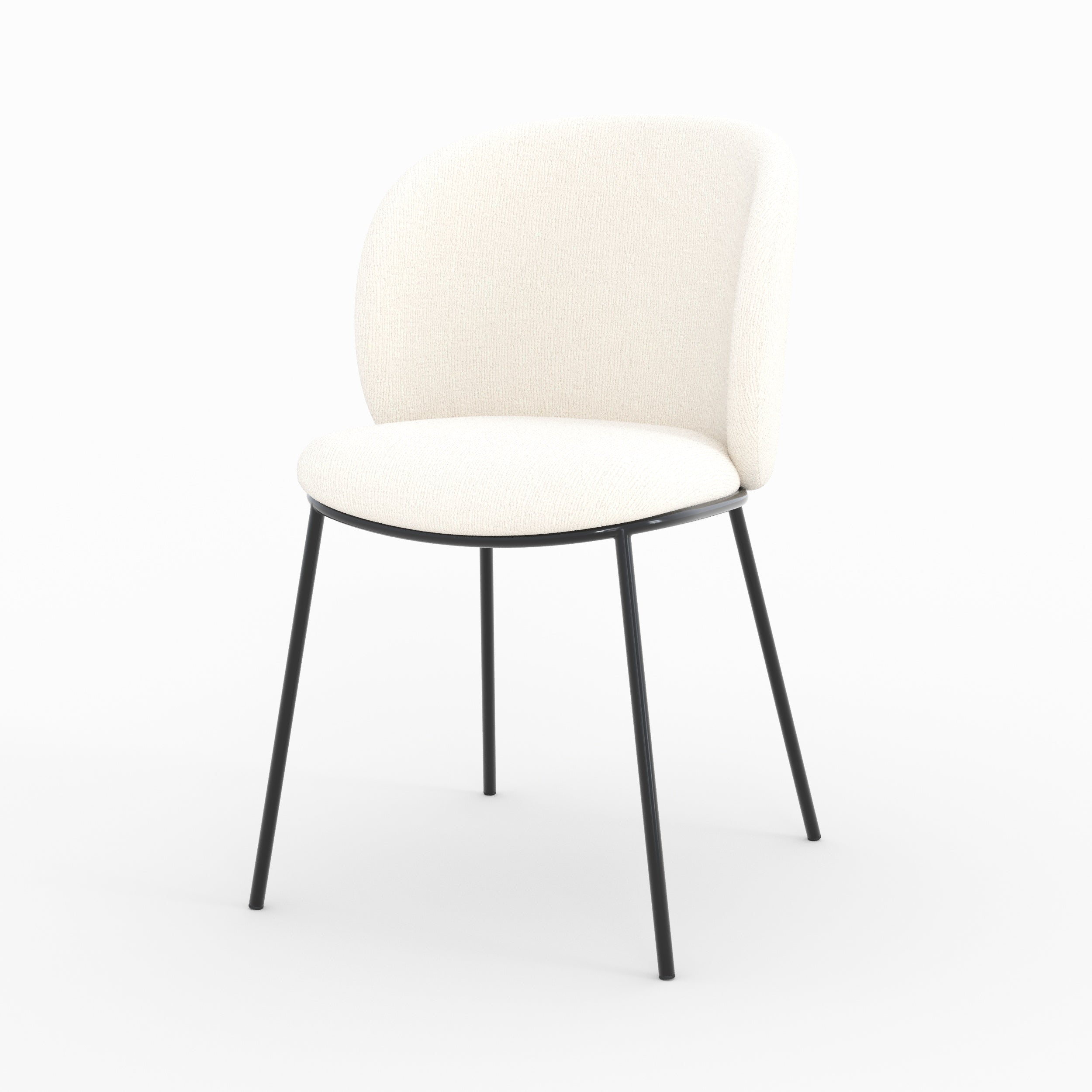 Lot de 2 chaises Bulle en tissu doux blanc, pieds métal noir