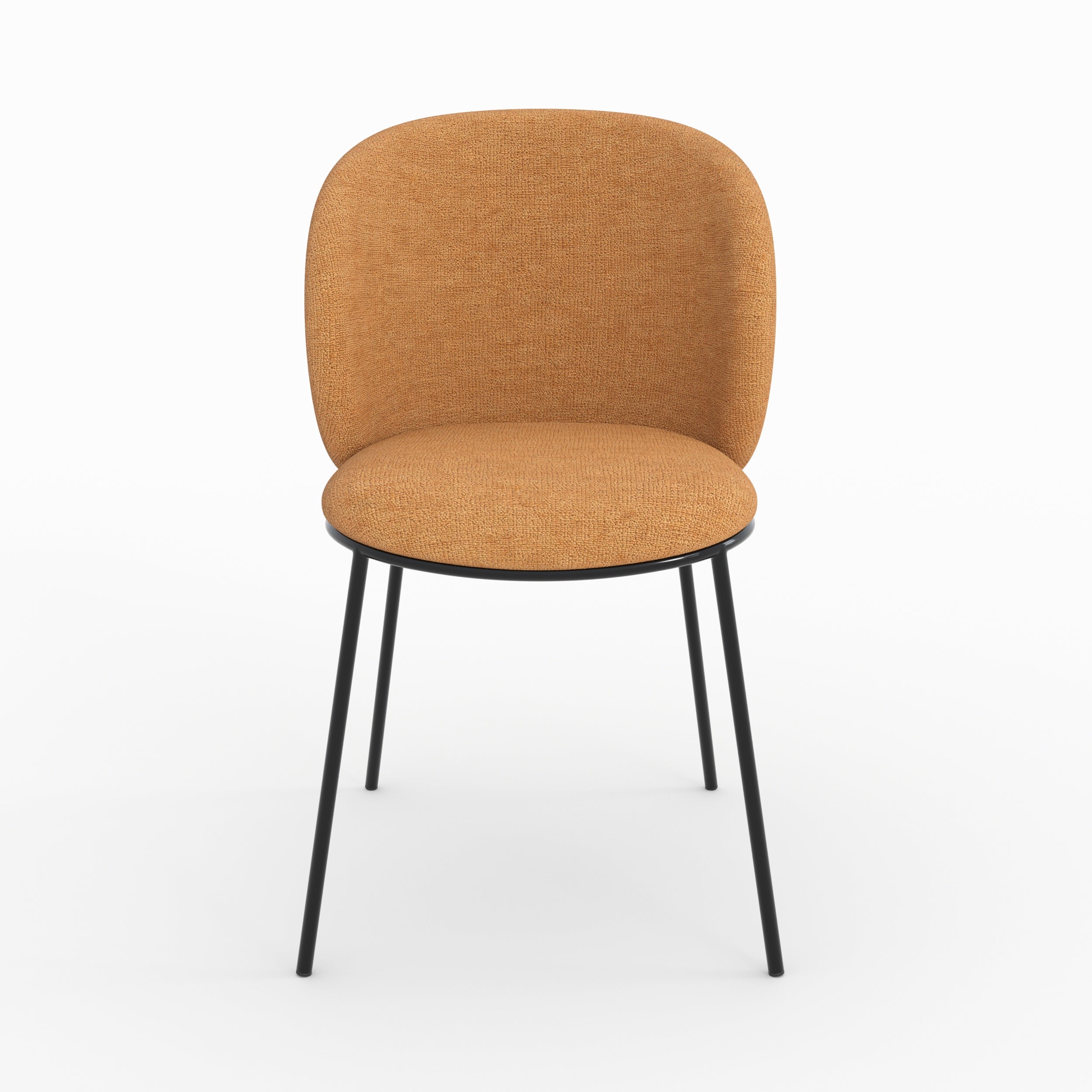 Lot de 2 chaises Bulle en tissu jaune moutarde, pieds métal noir