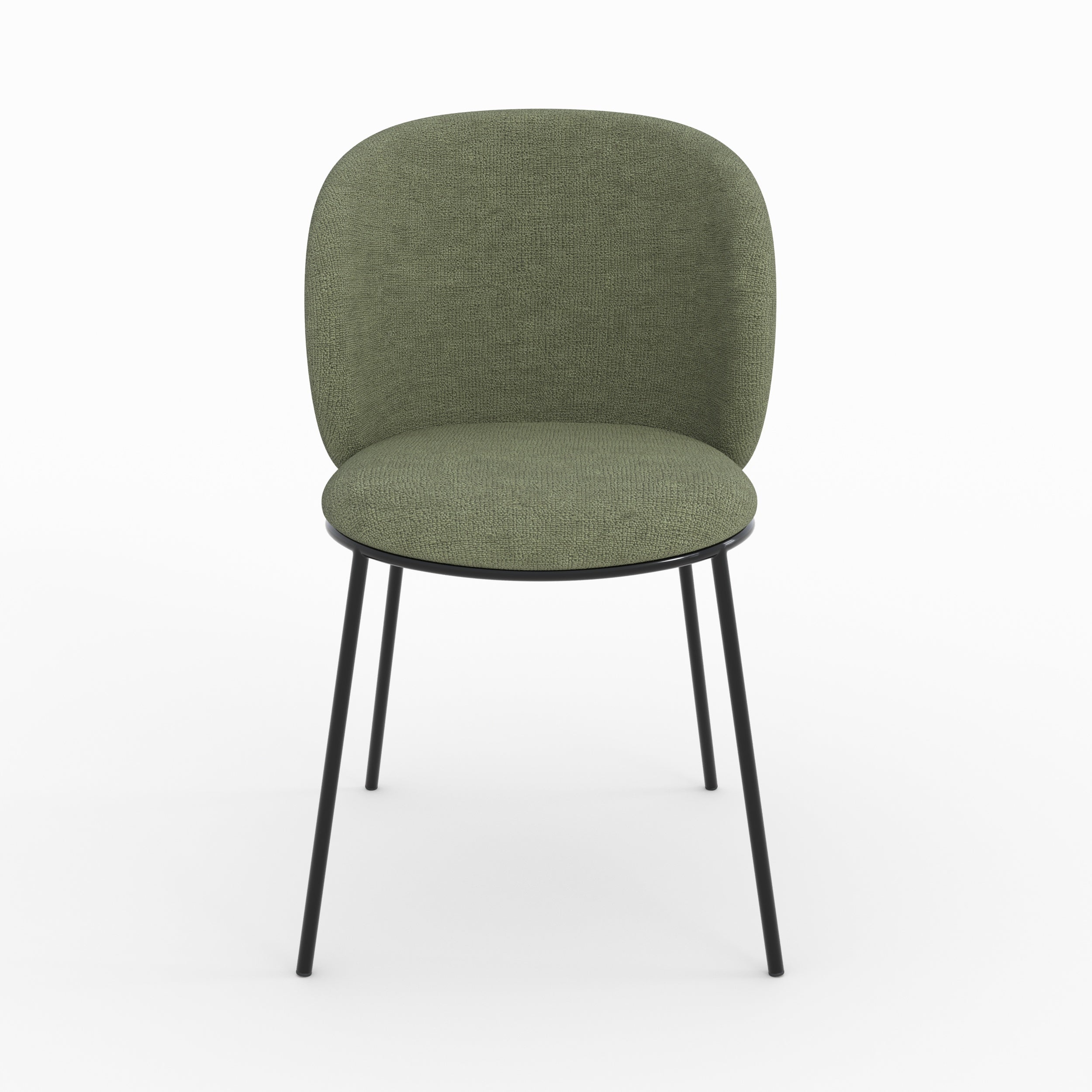Lot de 2 chaises Bulle en tissu vert kaki, pieds métal noir