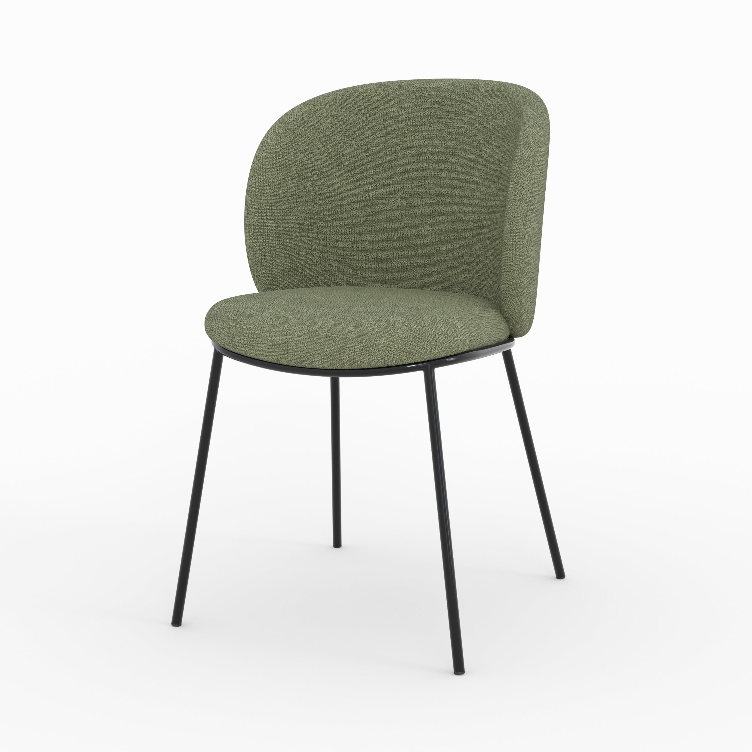 Lot de 2 chaises Bulle en tissu vert kaki, pieds métal noir