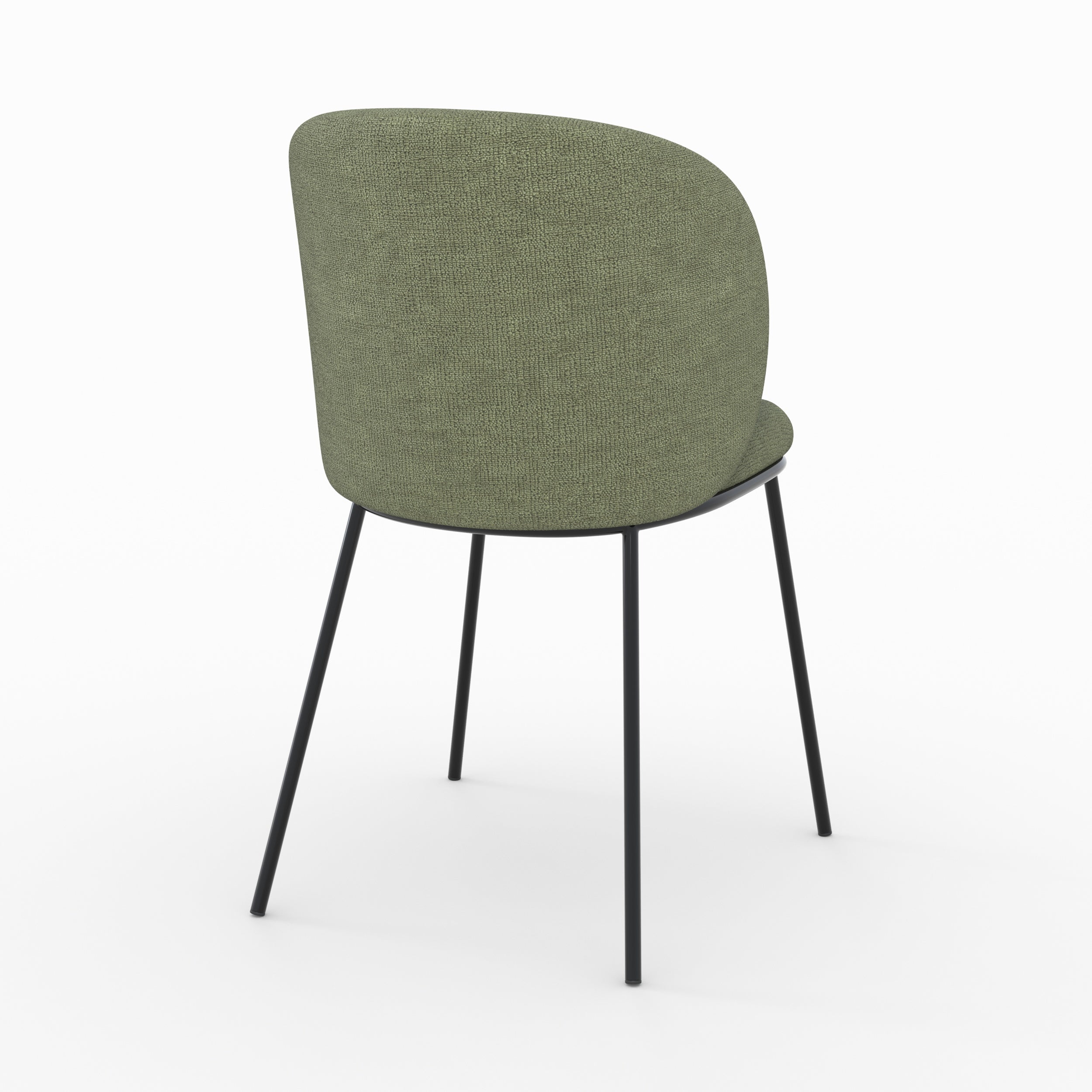 Lot de 2 chaises Bulle en tissu vert kaki, pieds métal noir
