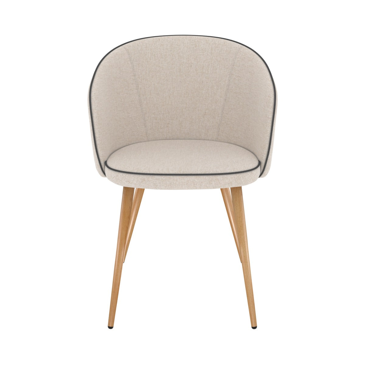 chaise chiara en tissu beige et pieds en metal