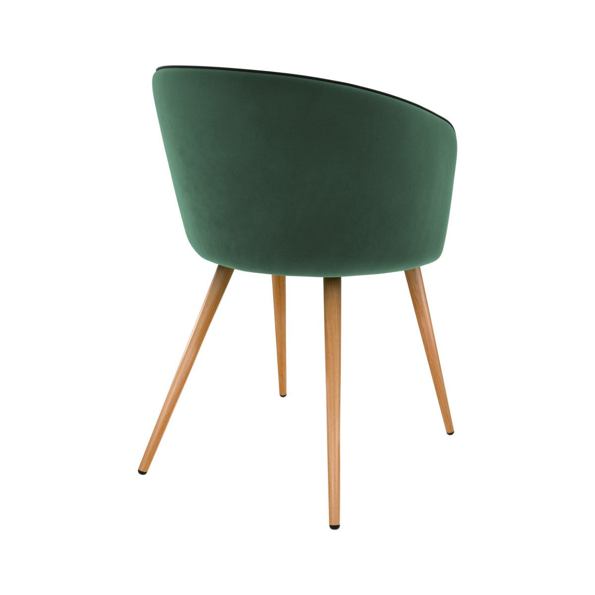 chaise chiara en velours vert et pieds en metal imitation bois