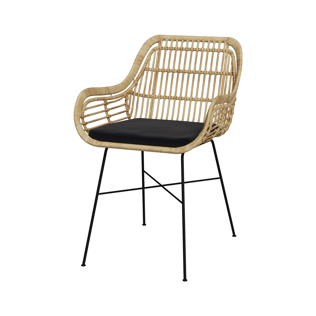 chaise chiloe en rotin et pieds en metal