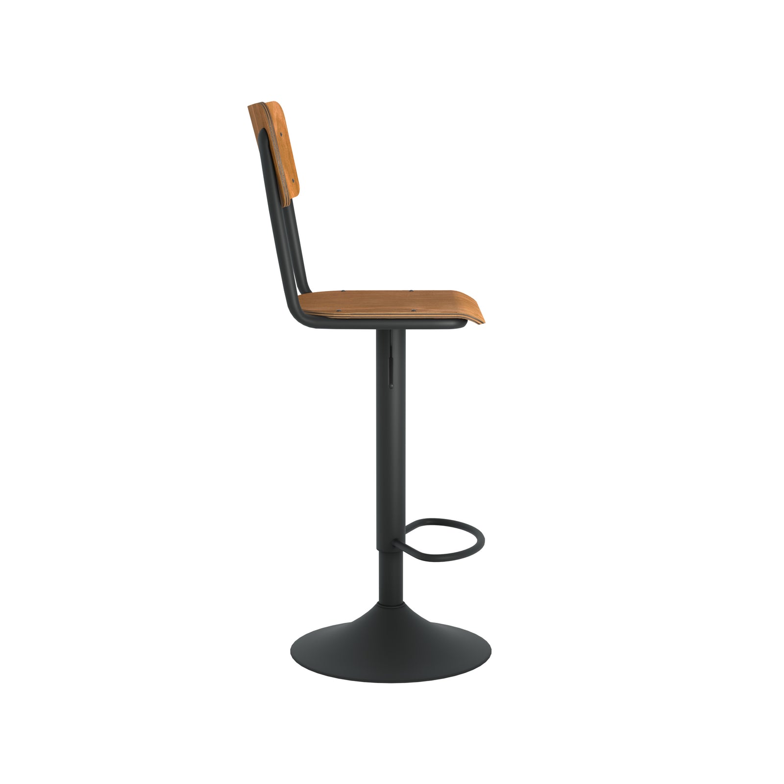 chaise clem de bar pivotante reglable en hauteur bois fonce