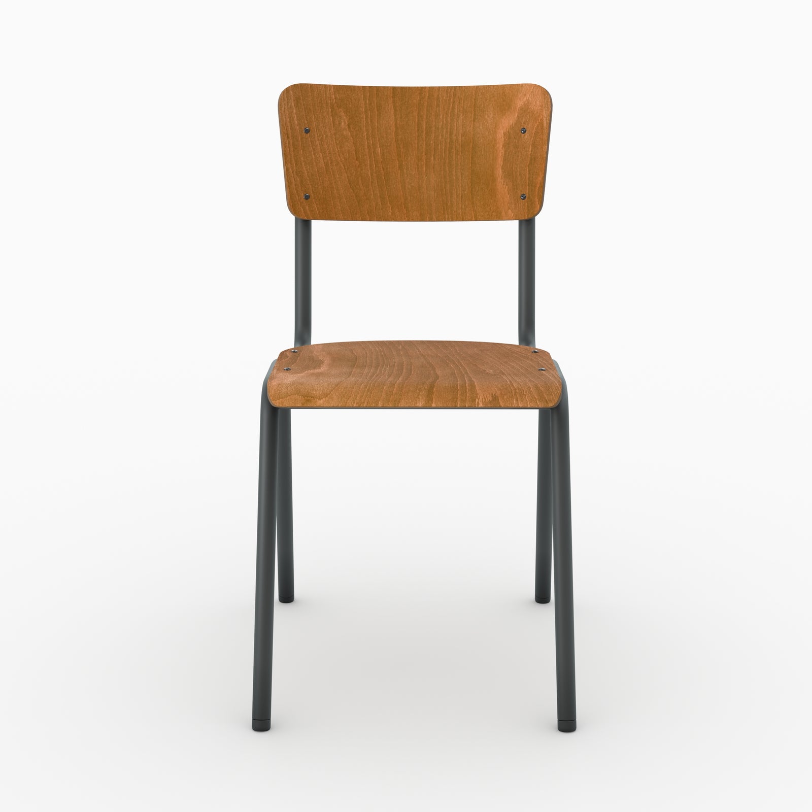 chaise clem empilable vintage bois fonce metal lot 2