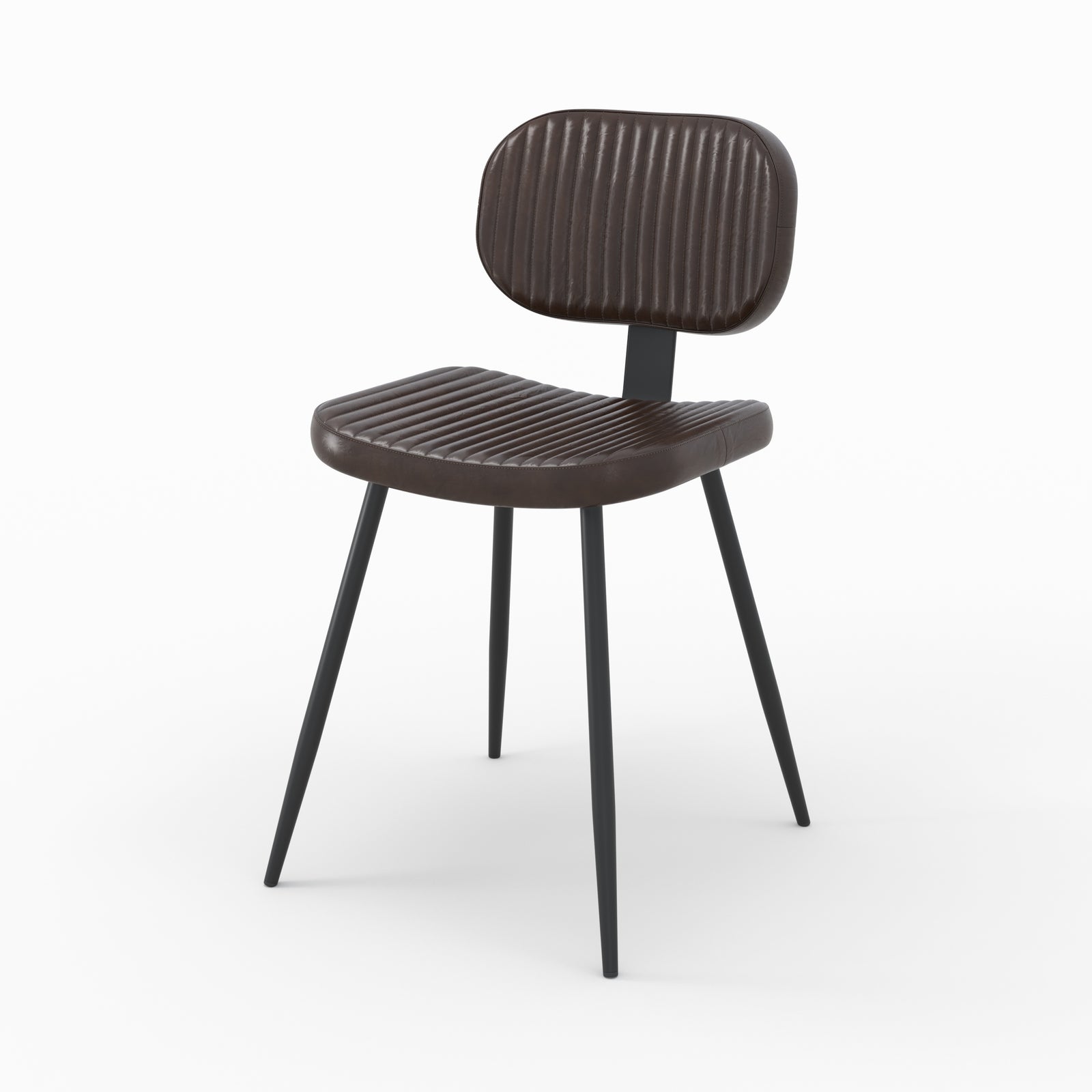 chaise clovis en cuir marron lot de 2 pieds noirs