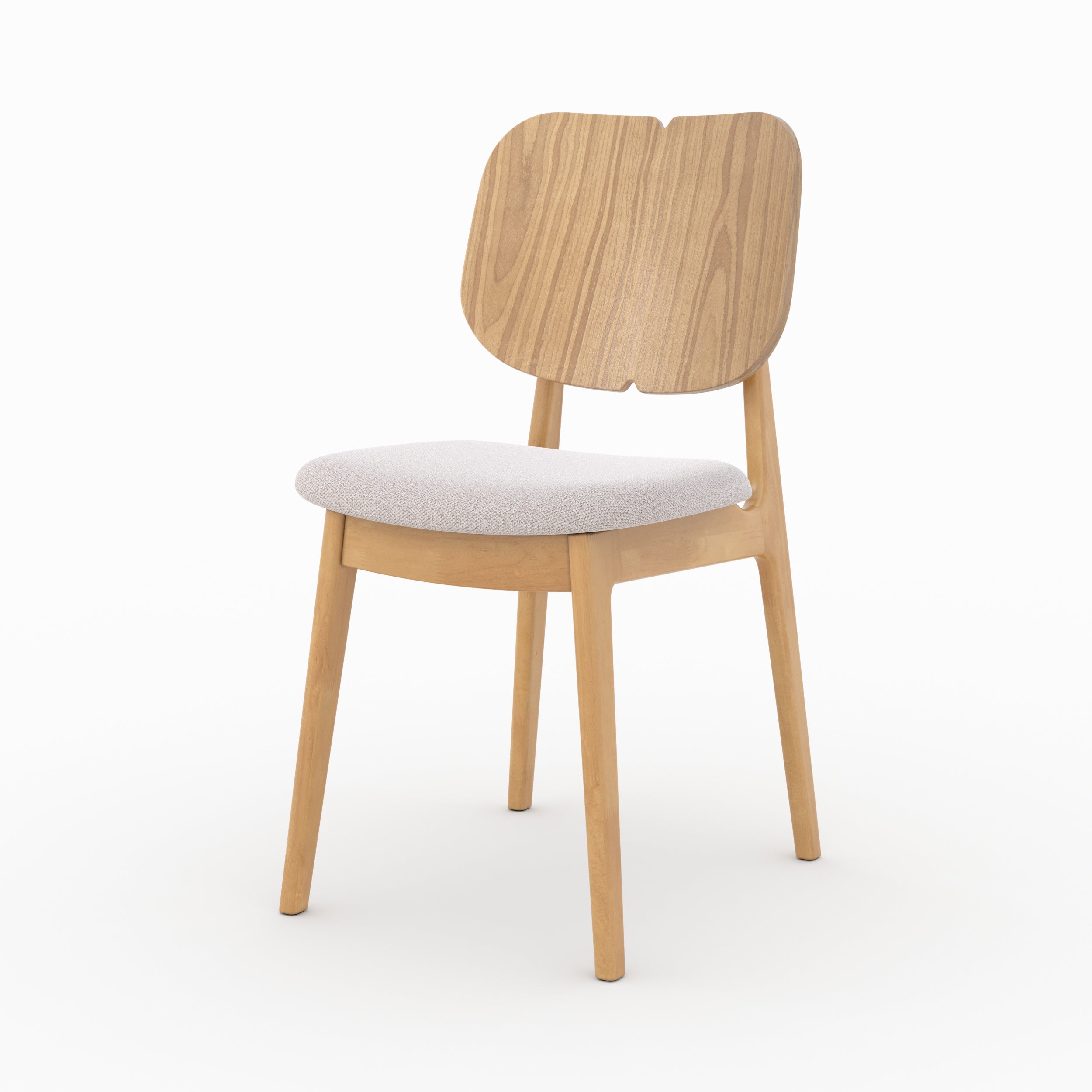 chaise clyde en bois clair et tissu beige lot 2