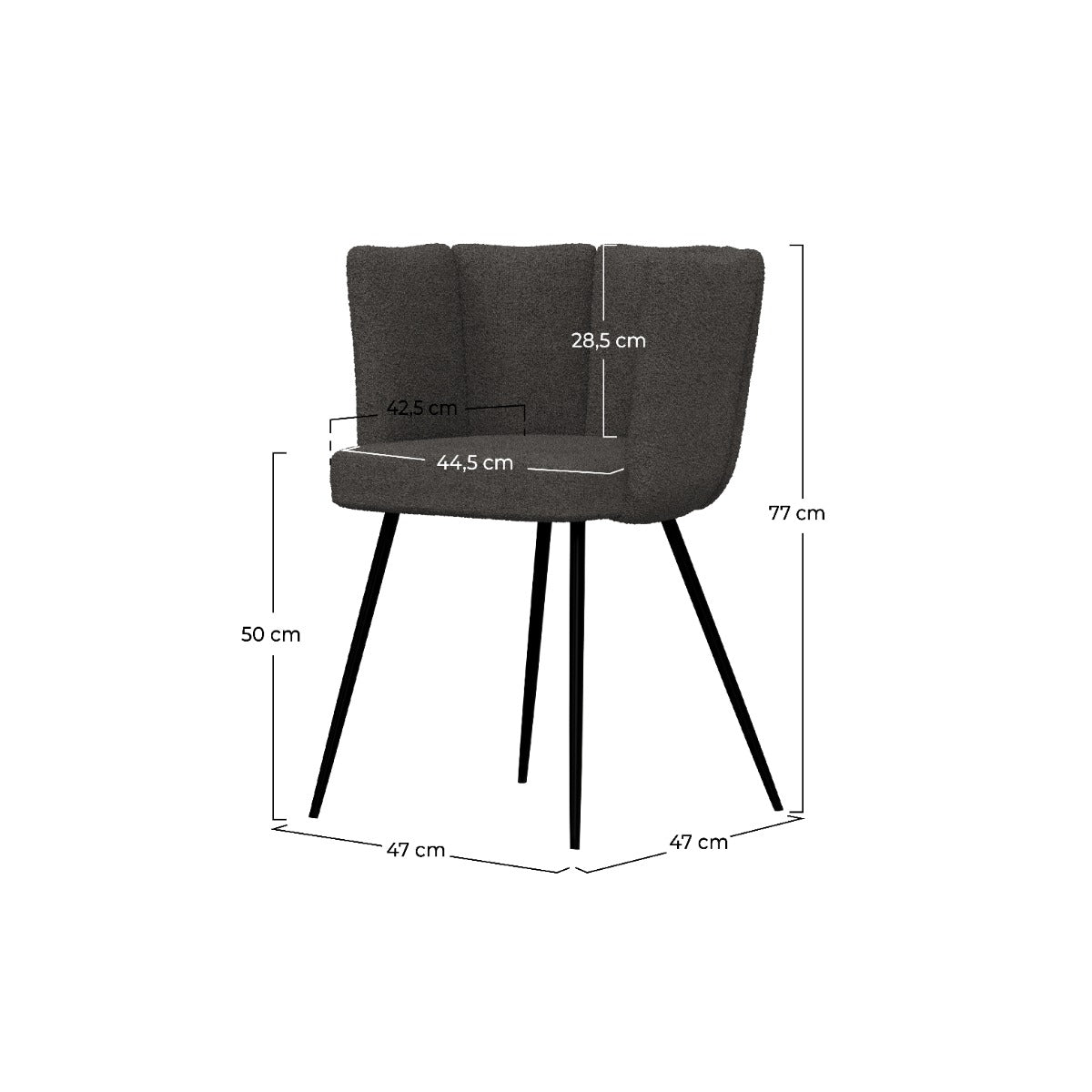 chaise cosette en tissu boucl_ et pieds en m_tal lot de 2