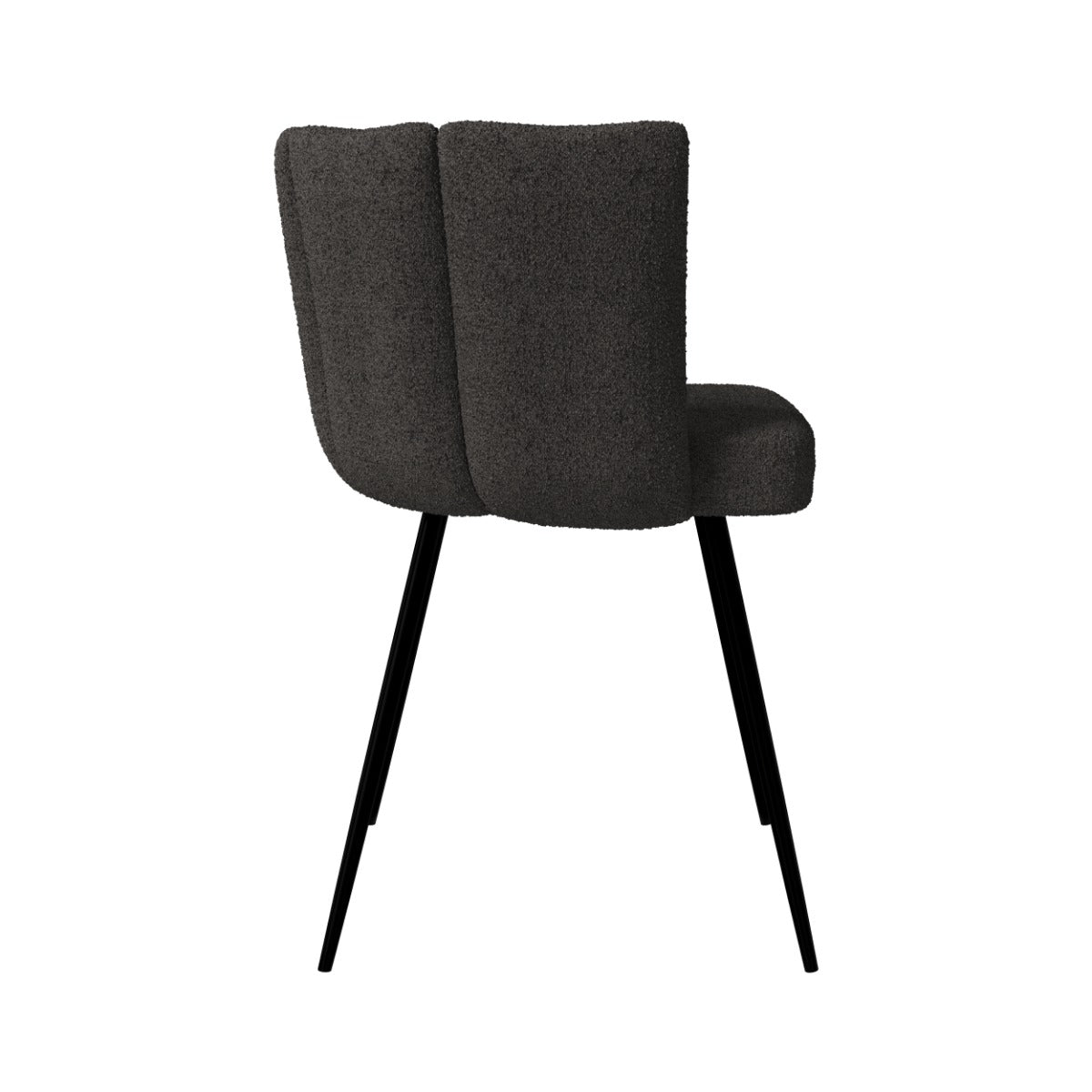 chaise cosette en tissu boucl_ gris fonc_ et pieds en m_tal