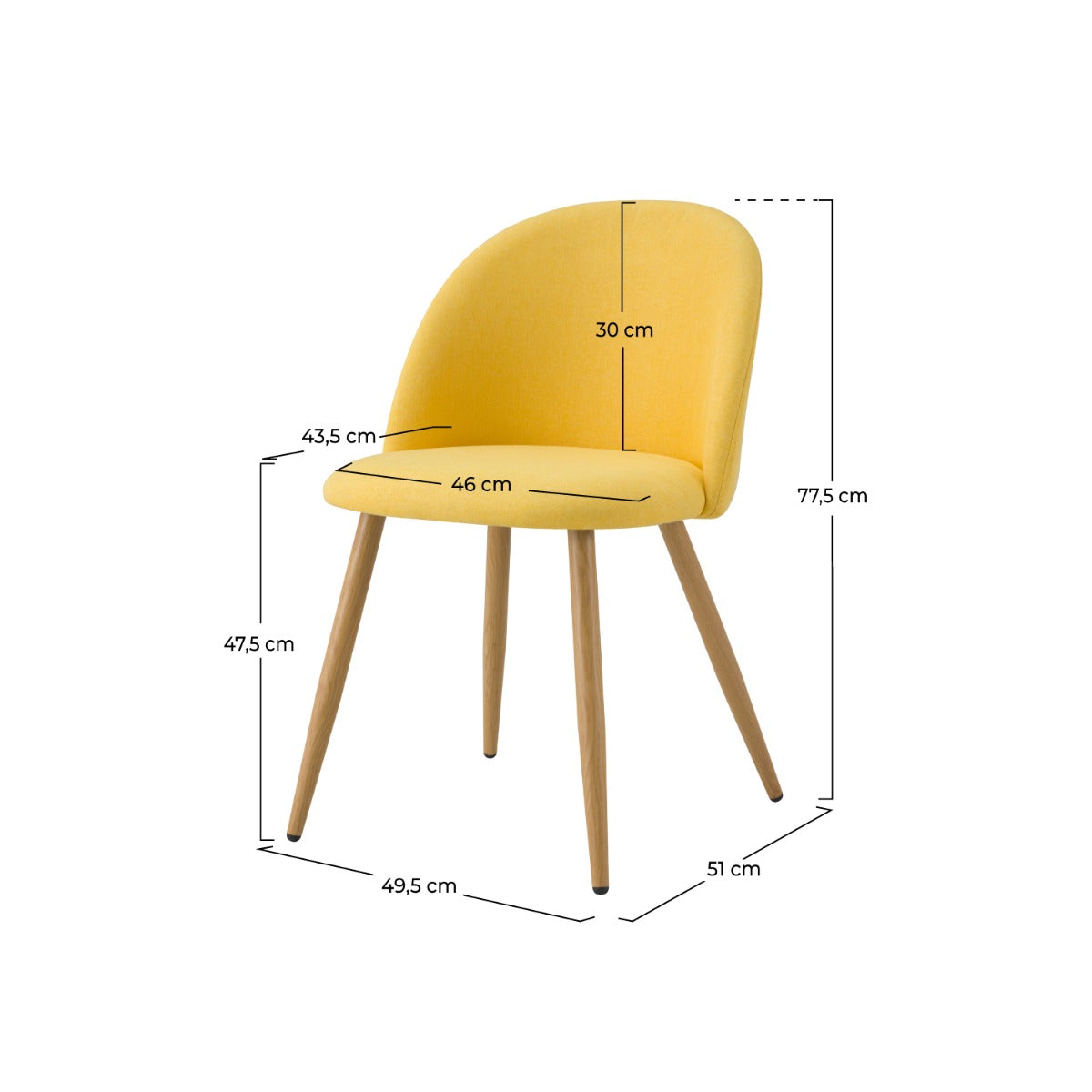 chaise cozy en tissu jaune lot de 2