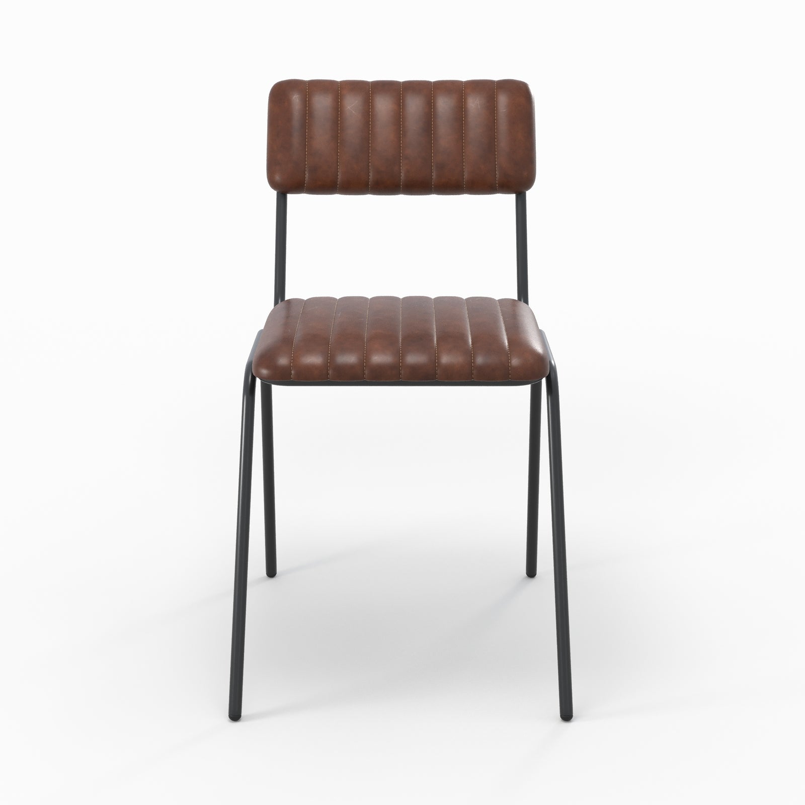 chaise cuir marron lot de 2 arsene pieds noirs