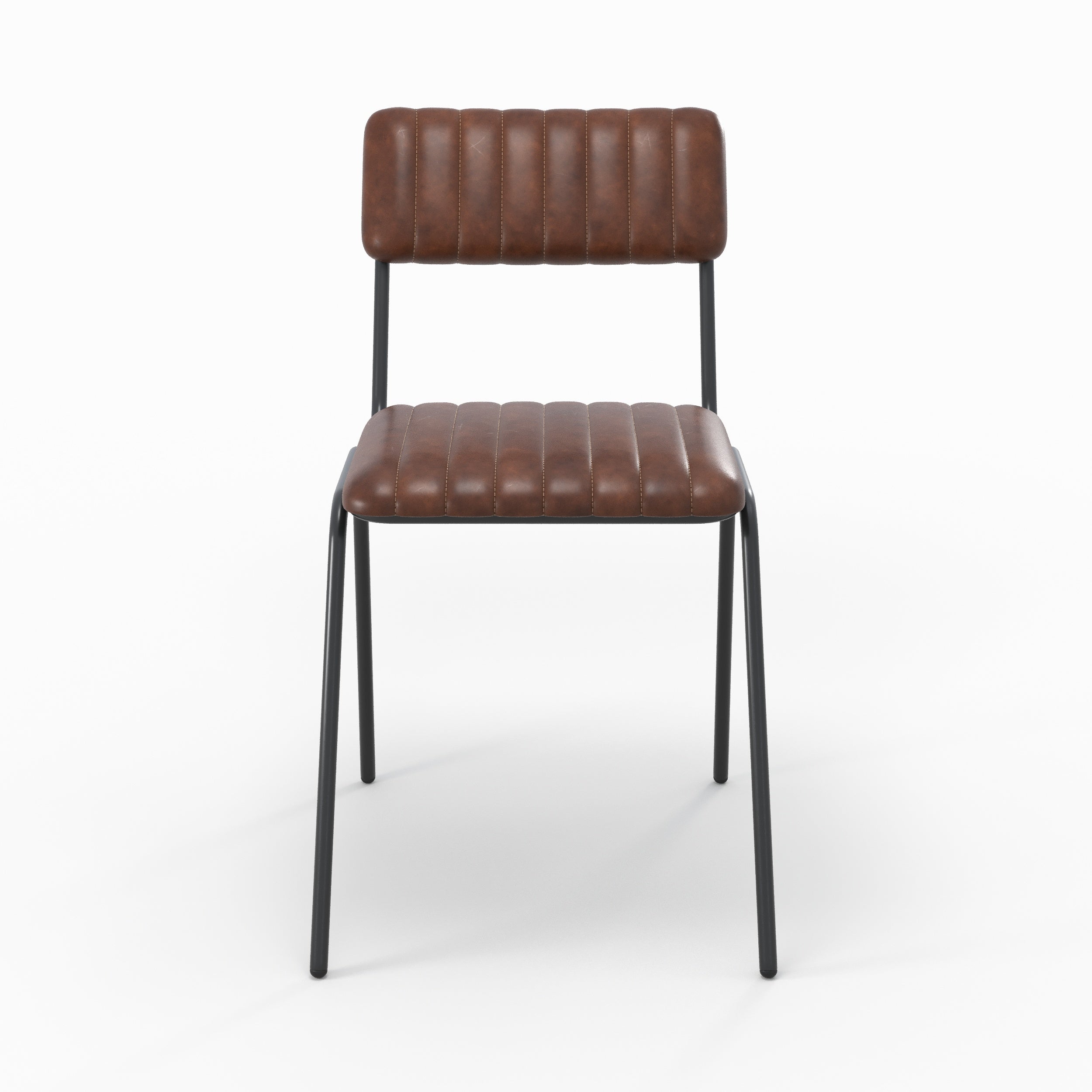 chaise cuir marron lot de 2 arsene pieds noirs