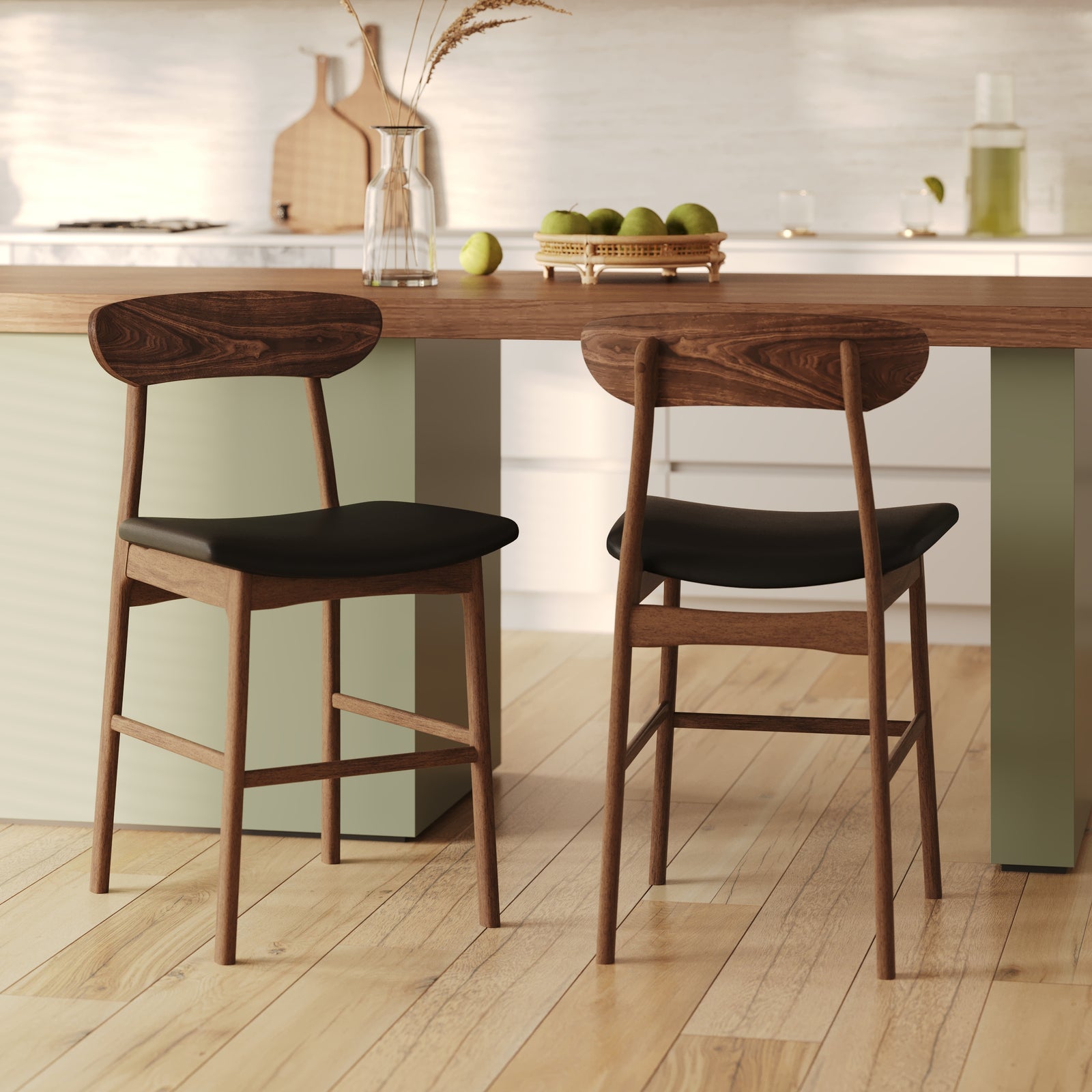 chaise de bar 66 cm cuir synthetique similicuir lana noir et marron fonce