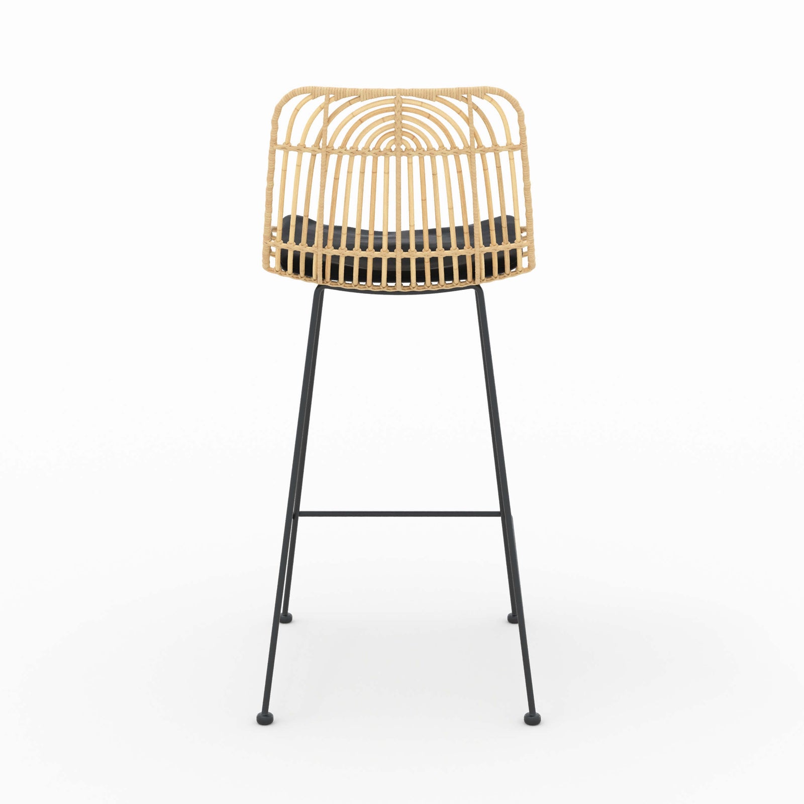 chaise de bar 66 cm goa rotin et metal noir