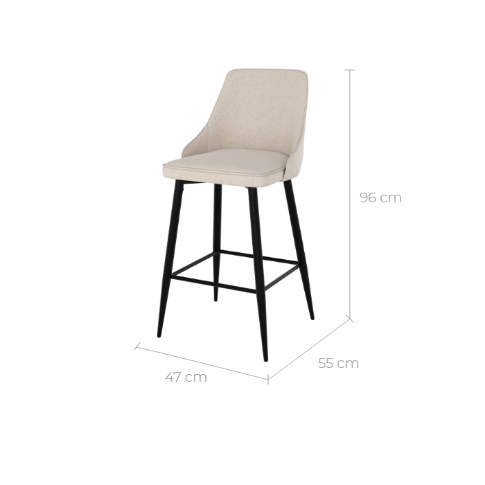 chaise de bar 66 cm pour ilot assise confortable beige pipo