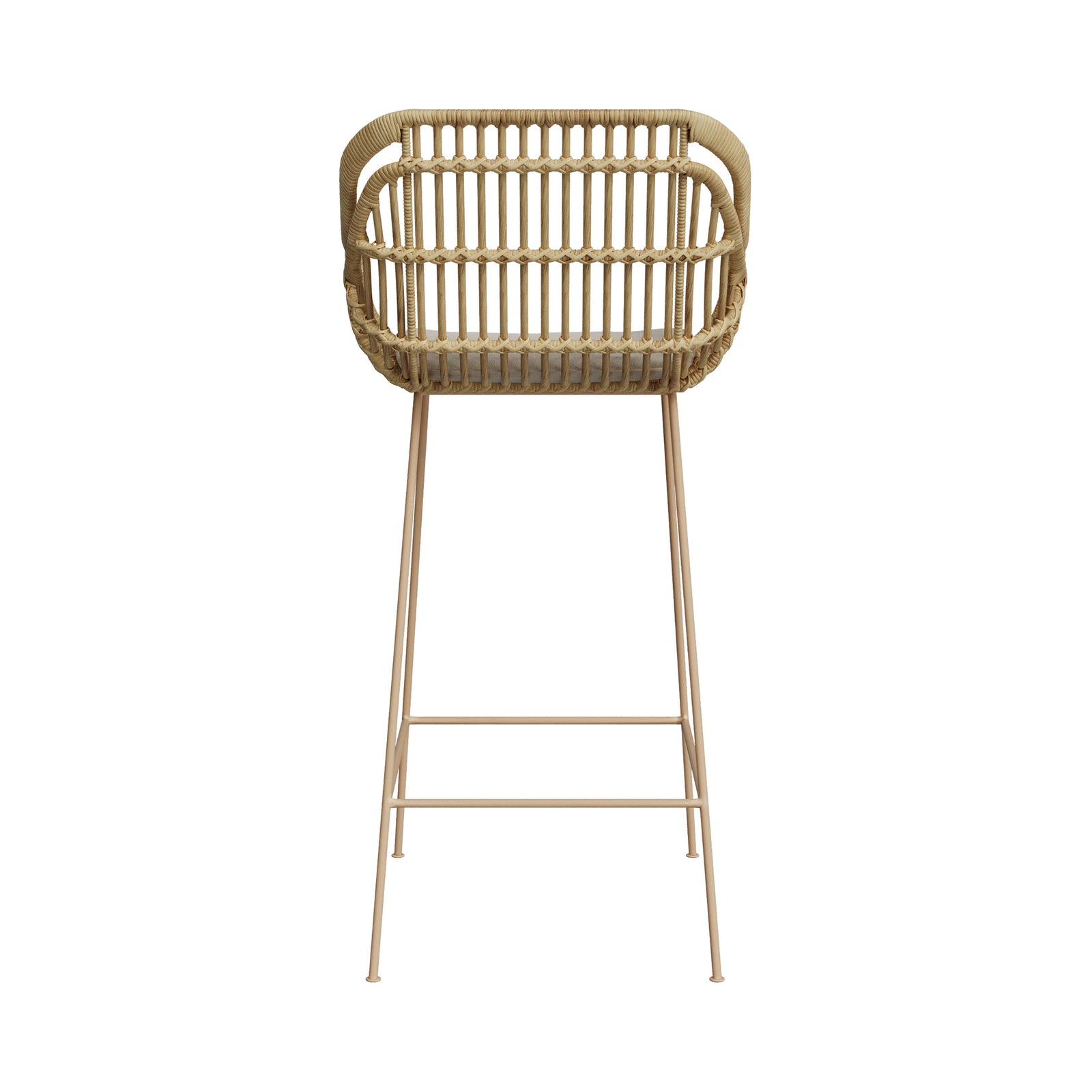 chaise de bar 71 cm chiloe en rotin coussin et pieds beige