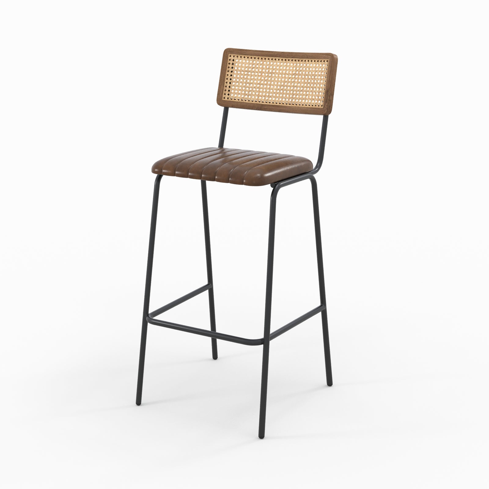 chaise de bar 76 cm en cuir marron lot de 2 arsene